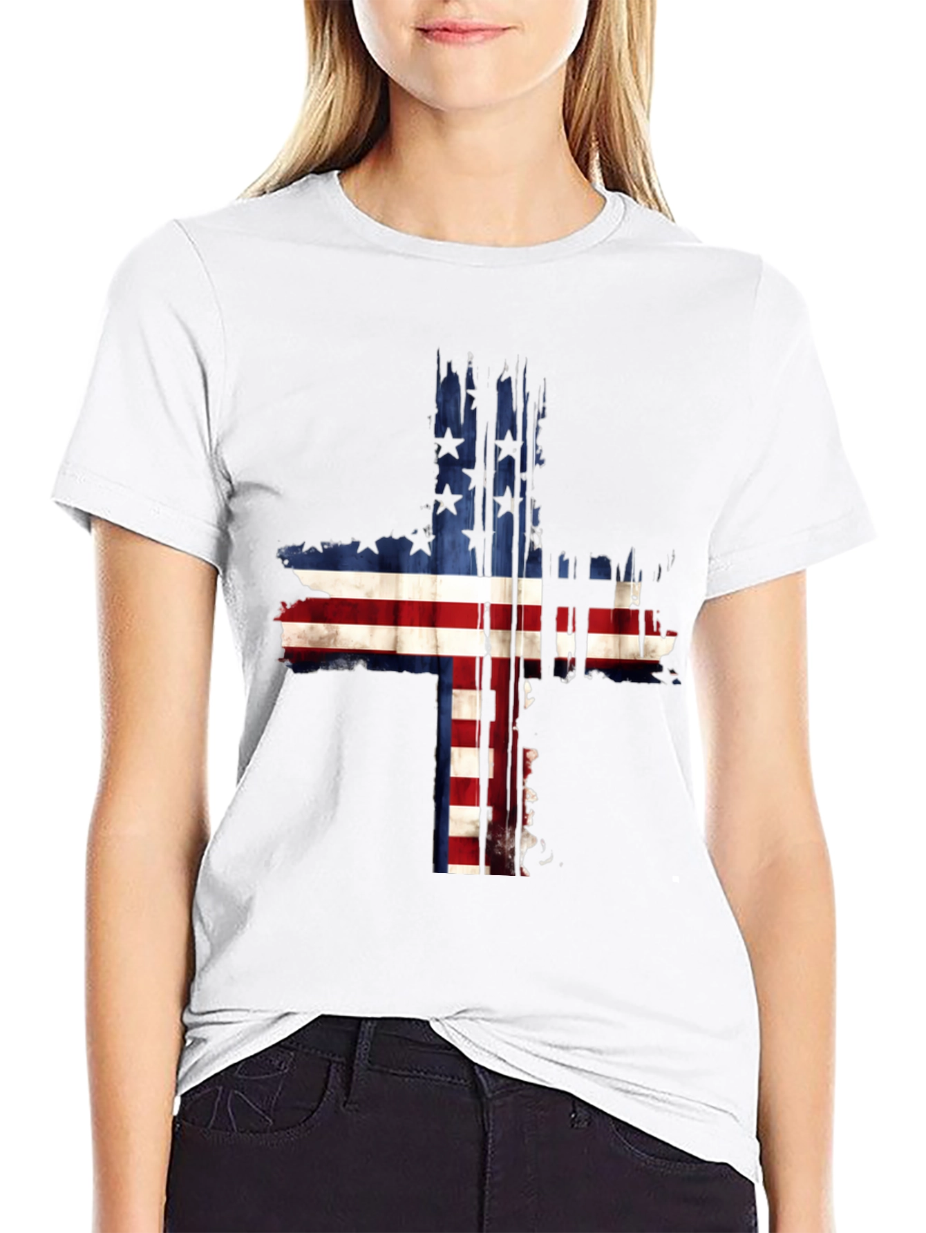 American Flag Cross Graphic Tee