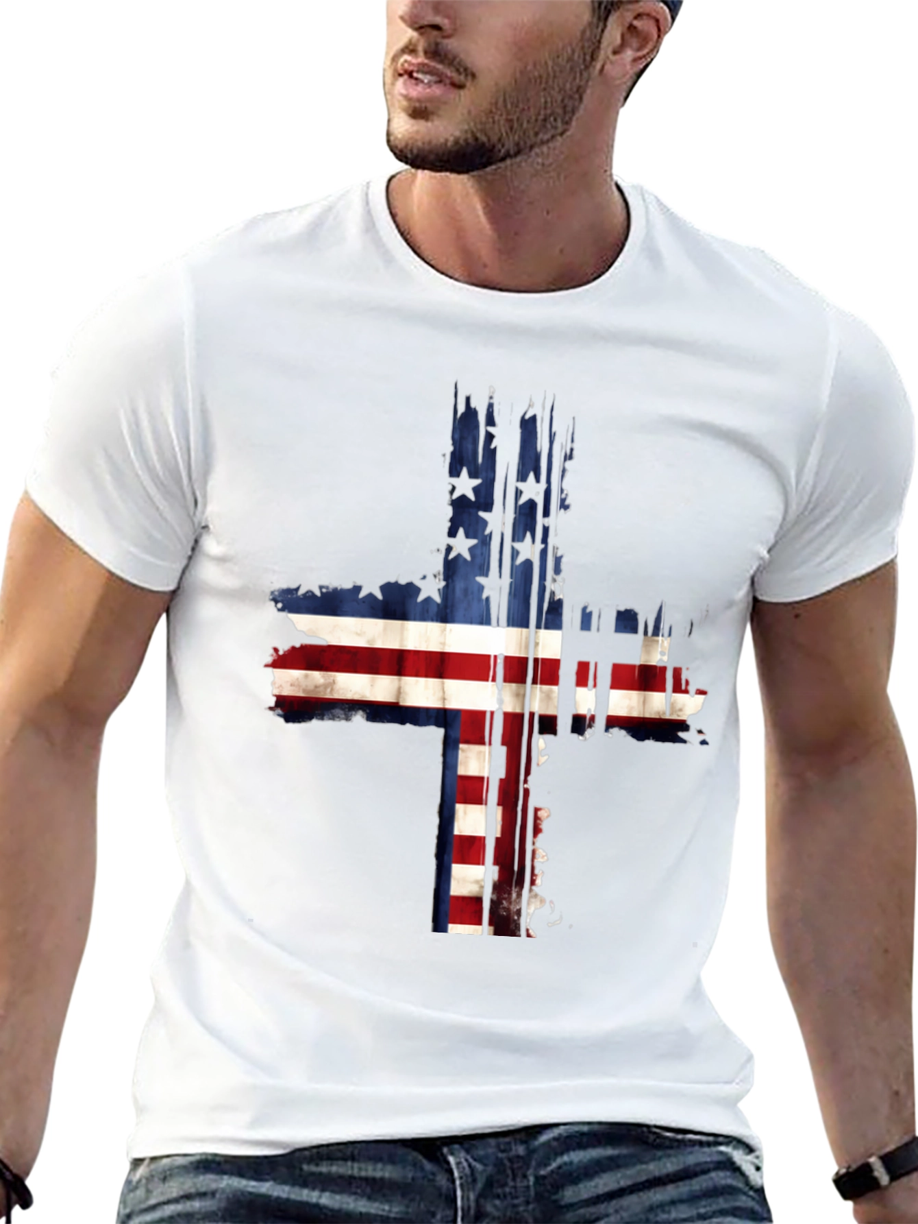 American Flag Cross Graphic Tee