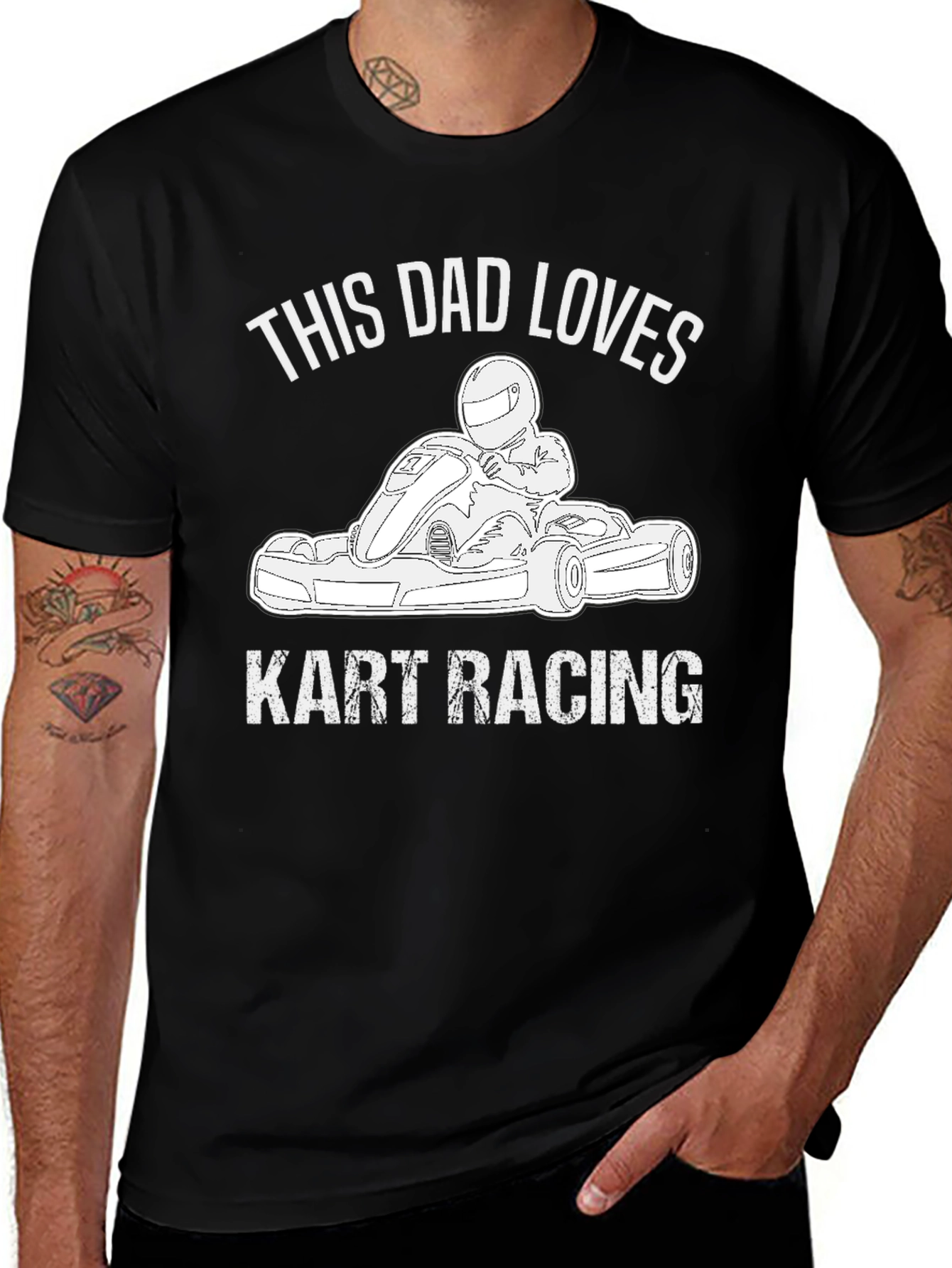 Dad Loves Kart Racing Black Graphic T-Shirt