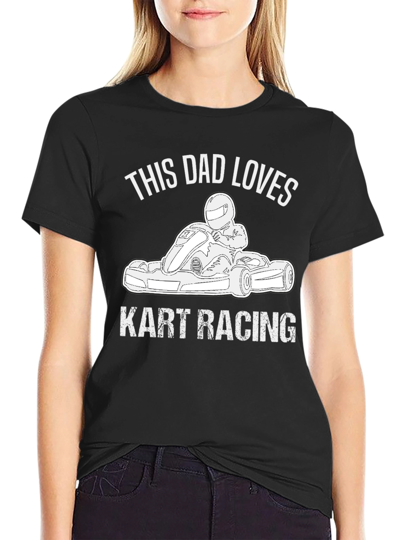 Dad Loves Kart Racing Black Graphic T-Shirt