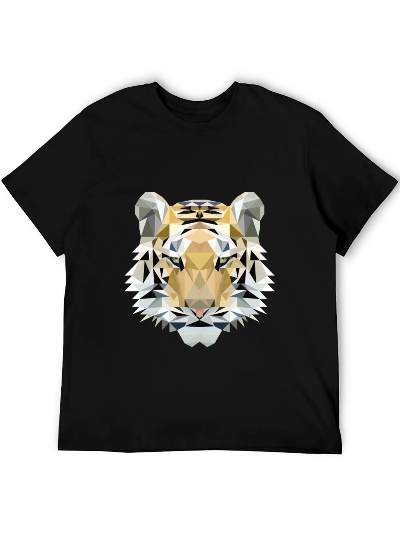 Geometric Tiger Print Black T-Shirt