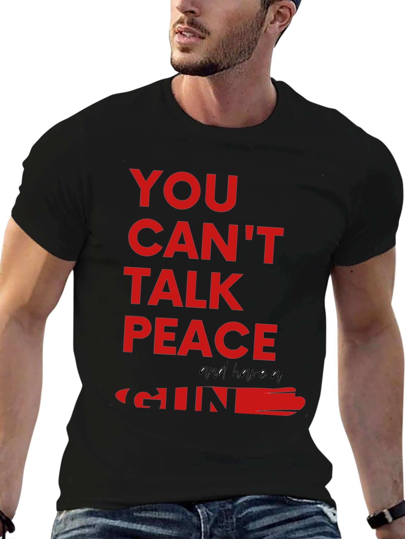 You Cant Talk Peace Gun Graphic Tee