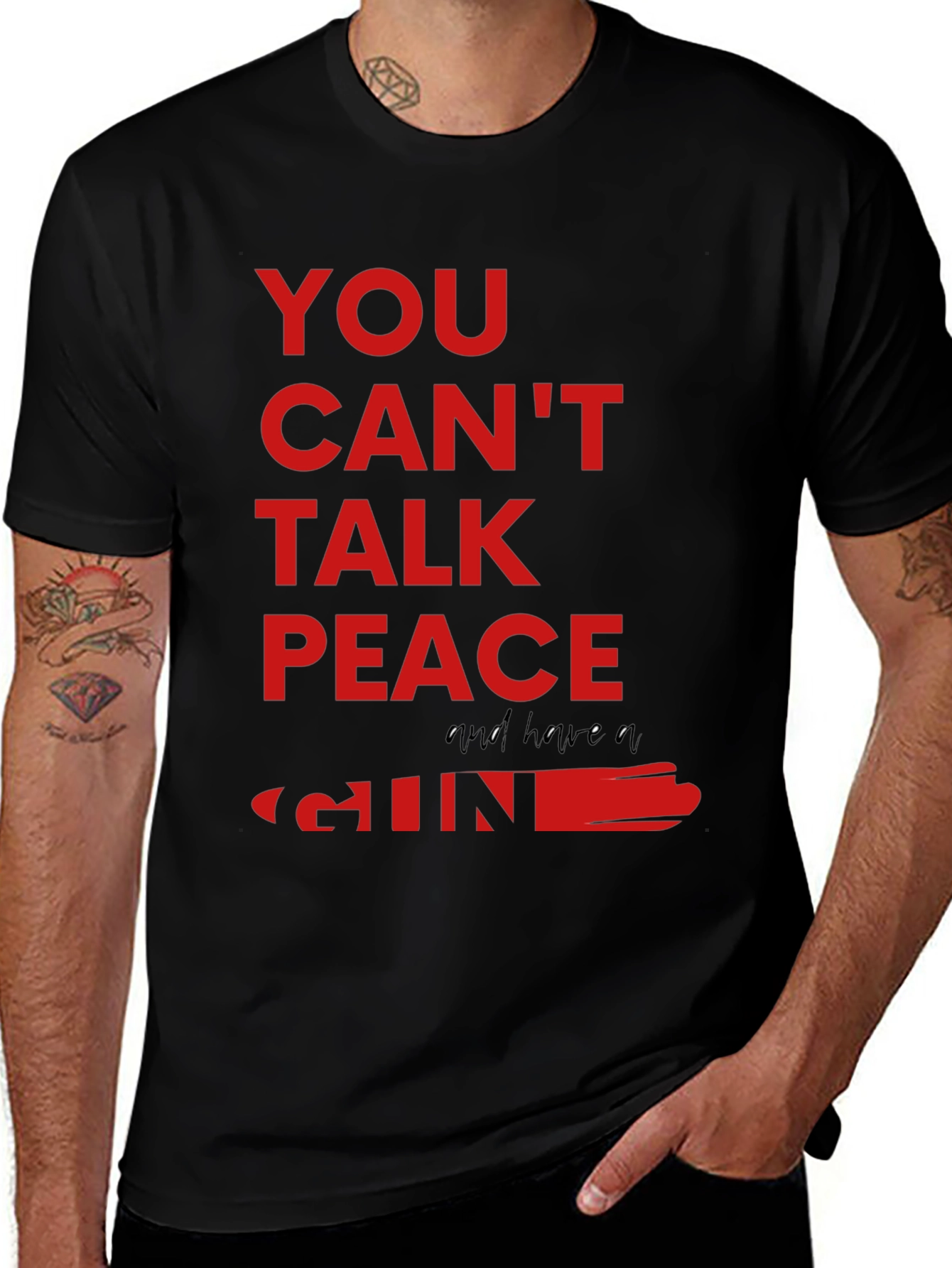 You Cant Talk Peace Gun Graphic Tee