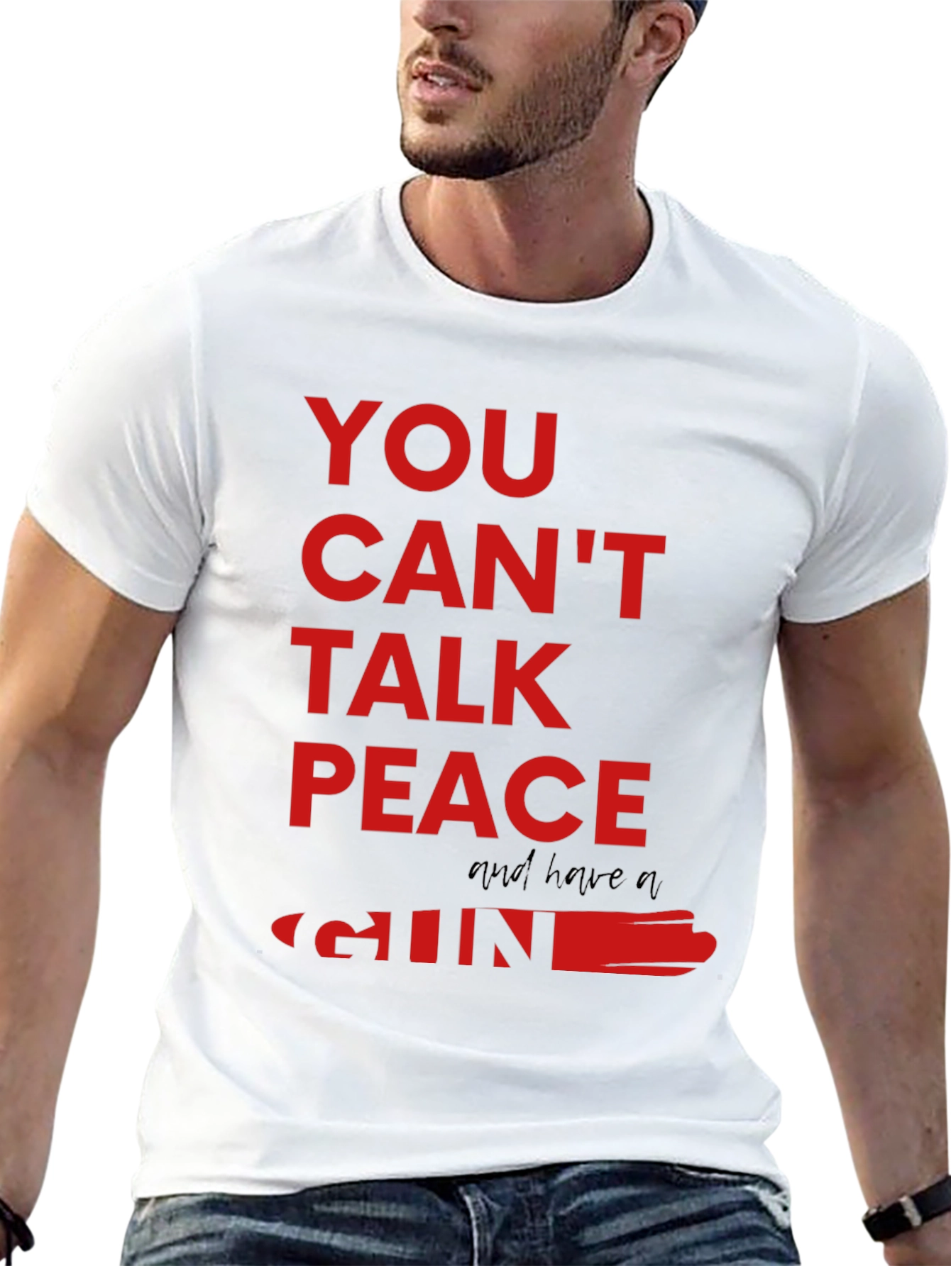 You Cant Talk Peace Gun Graphic Tee