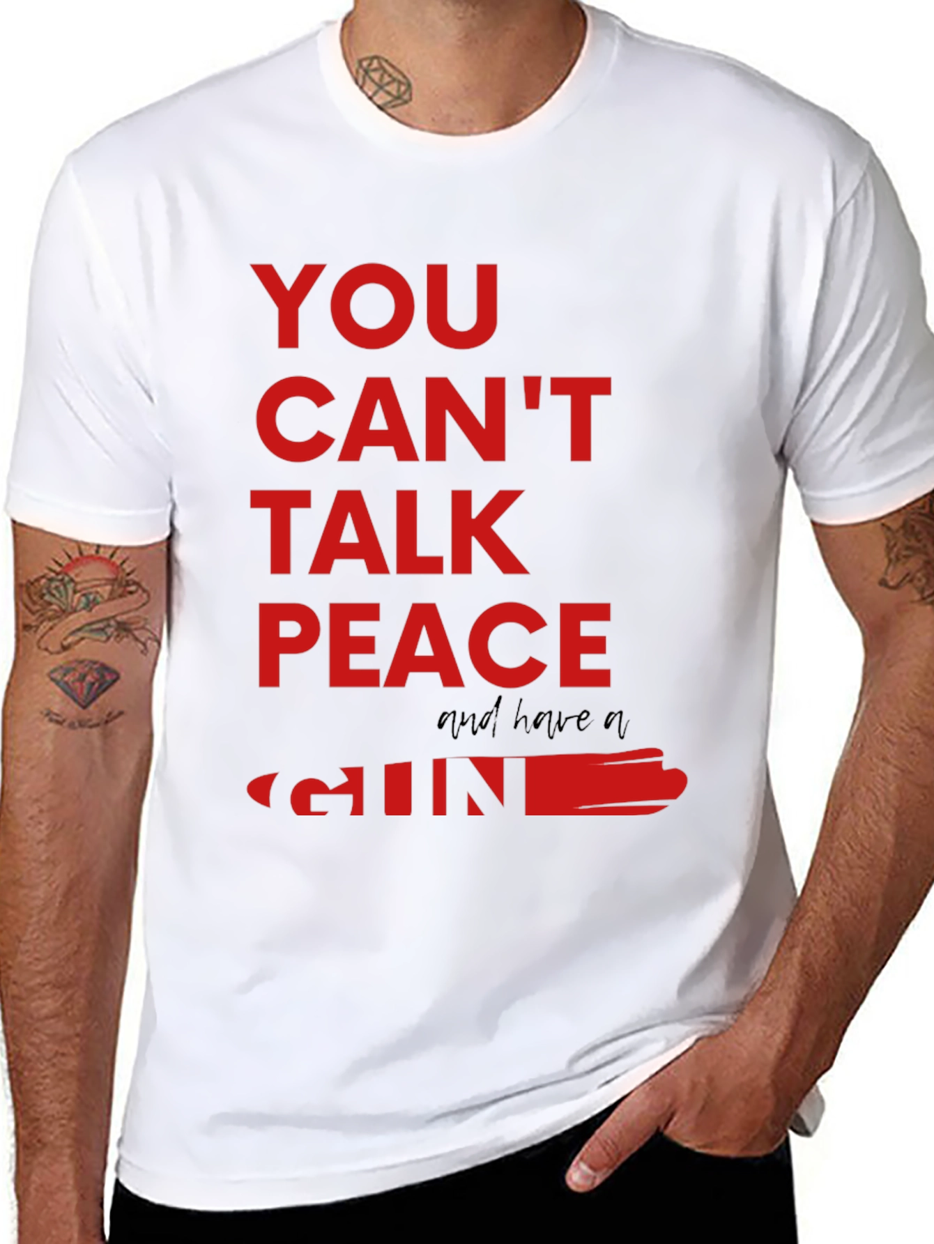 You Cant Talk Peace Gun Graphic Tee