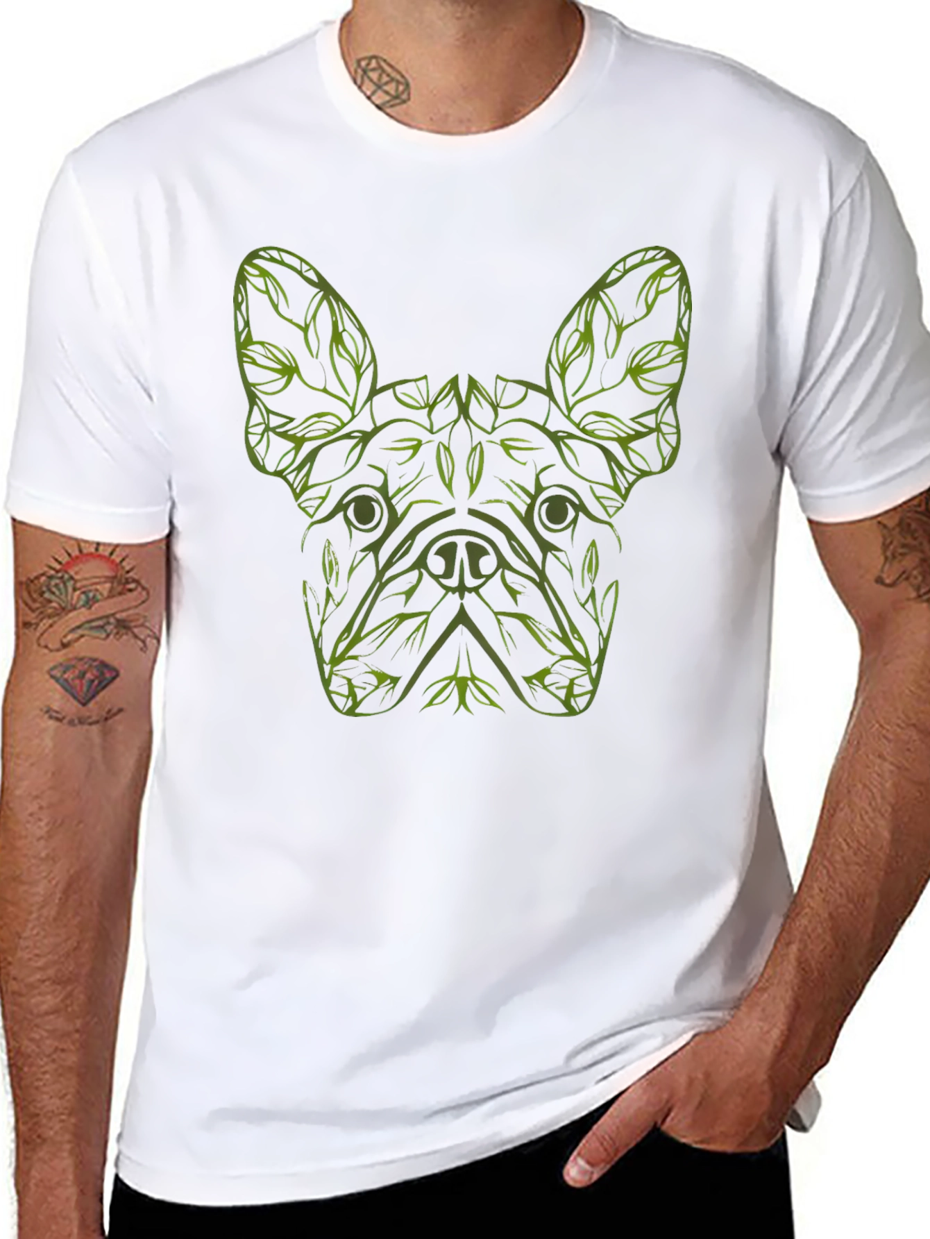 Dog Lover T-Shirt - French Bulldog Botanical Design
