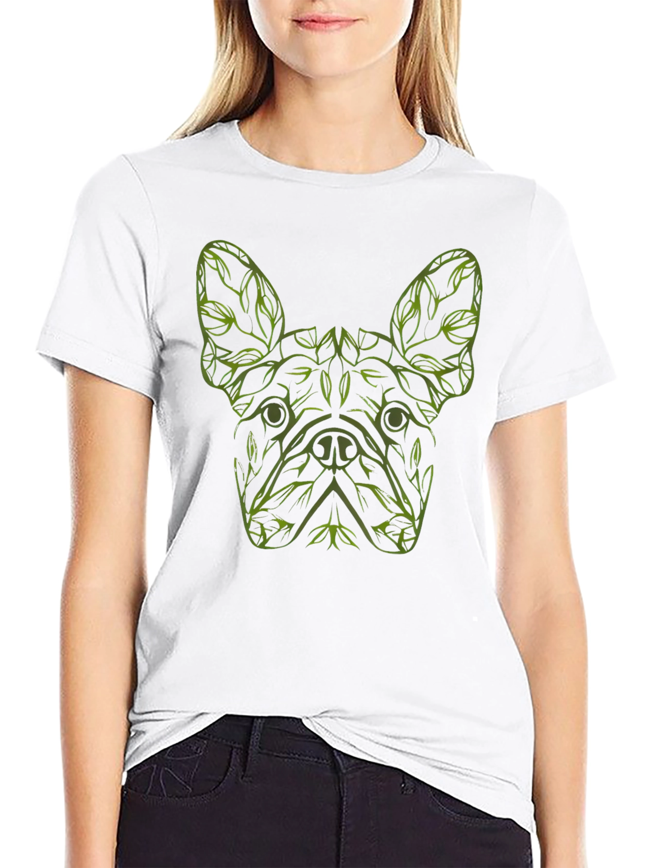 Dog Lover T-Shirt - French Bulldog Botanical Design