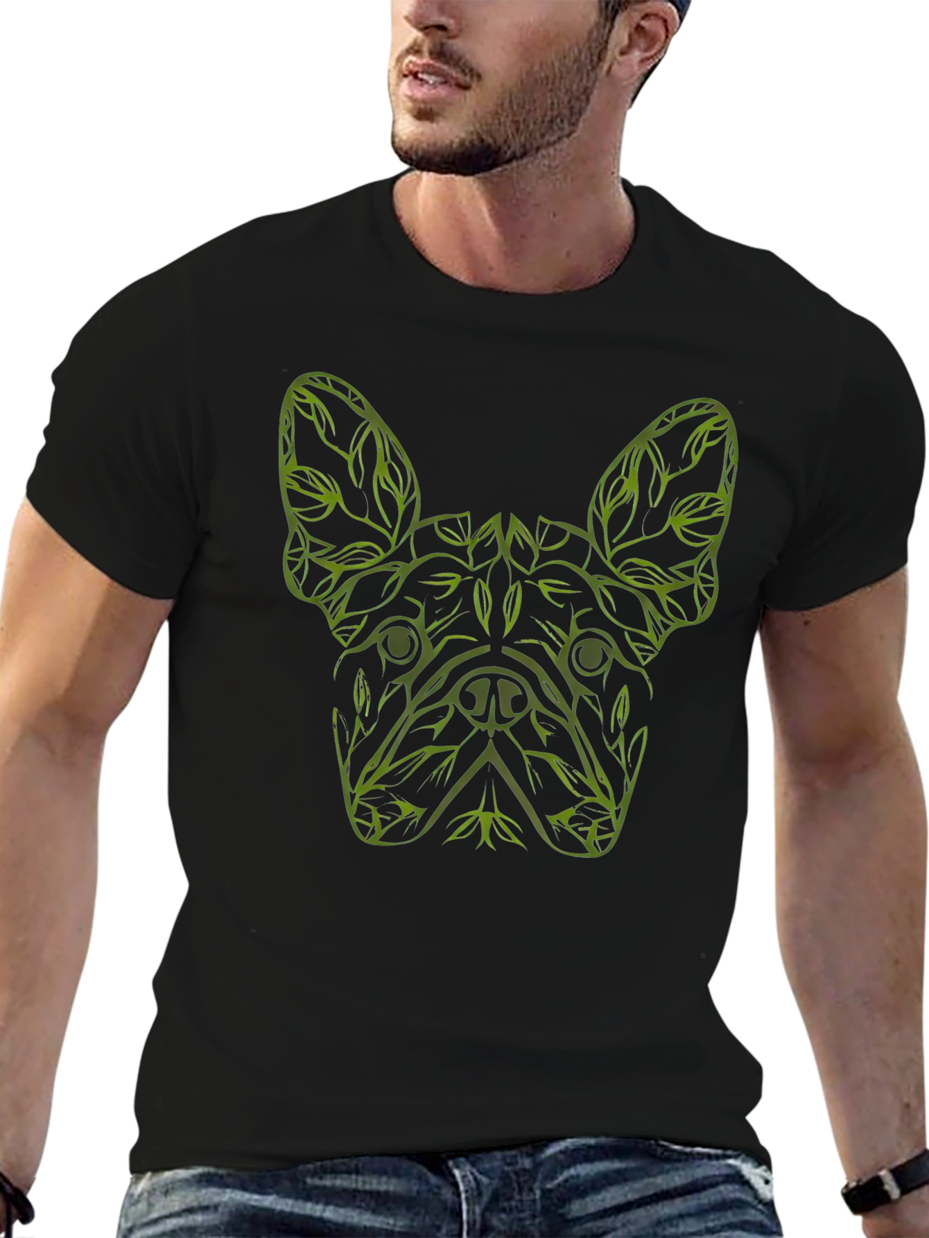 Dog Lover T-Shirt - French Bulldog Botanical Design