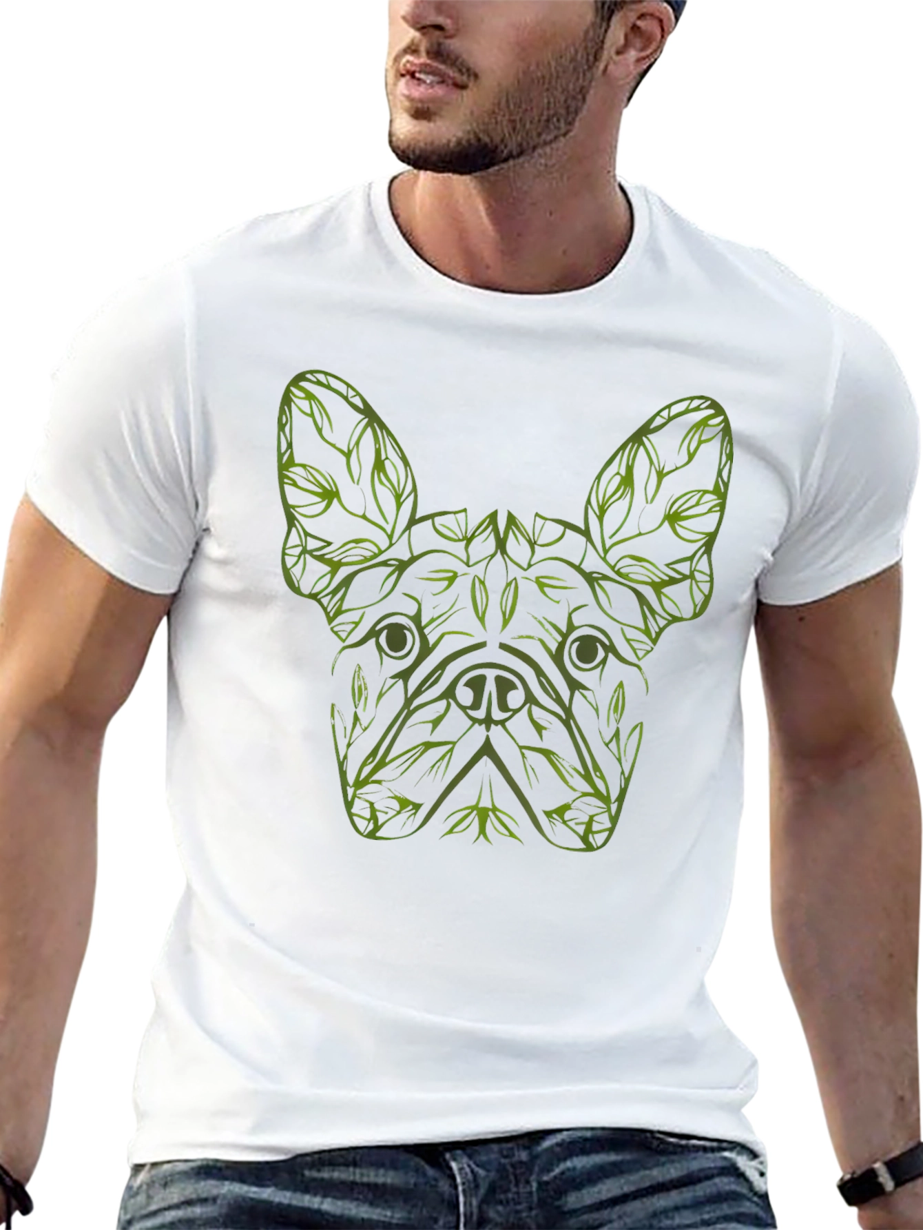 Dog Lover T-Shirt - French Bulldog Botanical Design