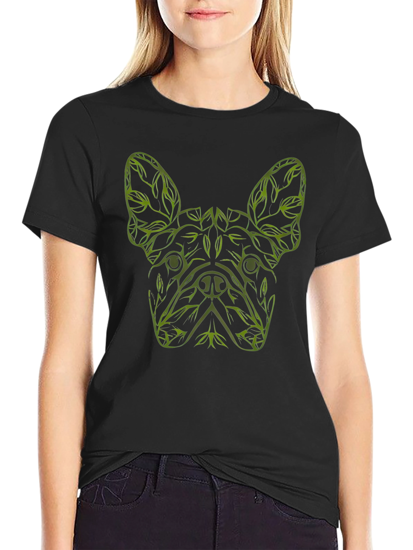 Dog Lover T-Shirt - French Bulldog Botanical Design