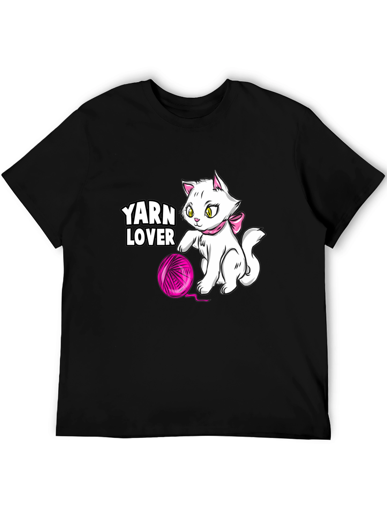 Yarn Lover Cat T-Shirt - Black