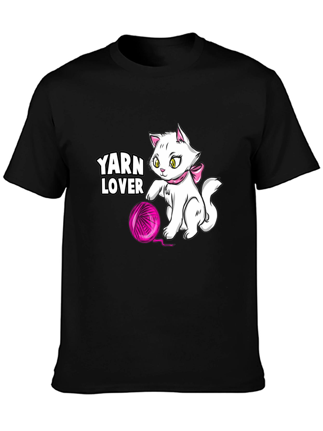 Yarn Lover Cat T-Shirt - Black