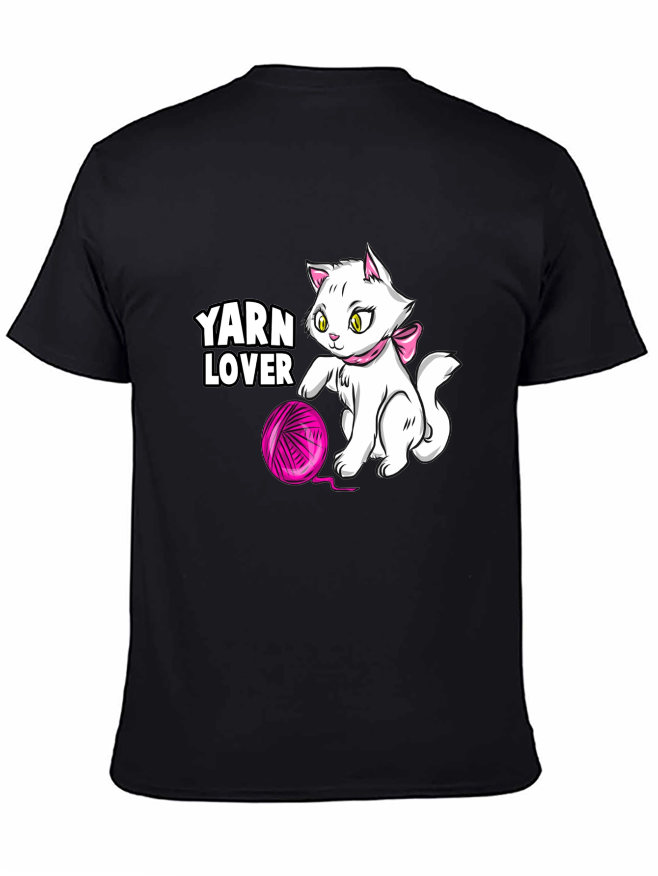 Yarn Lover Cat T-Shirt - Black