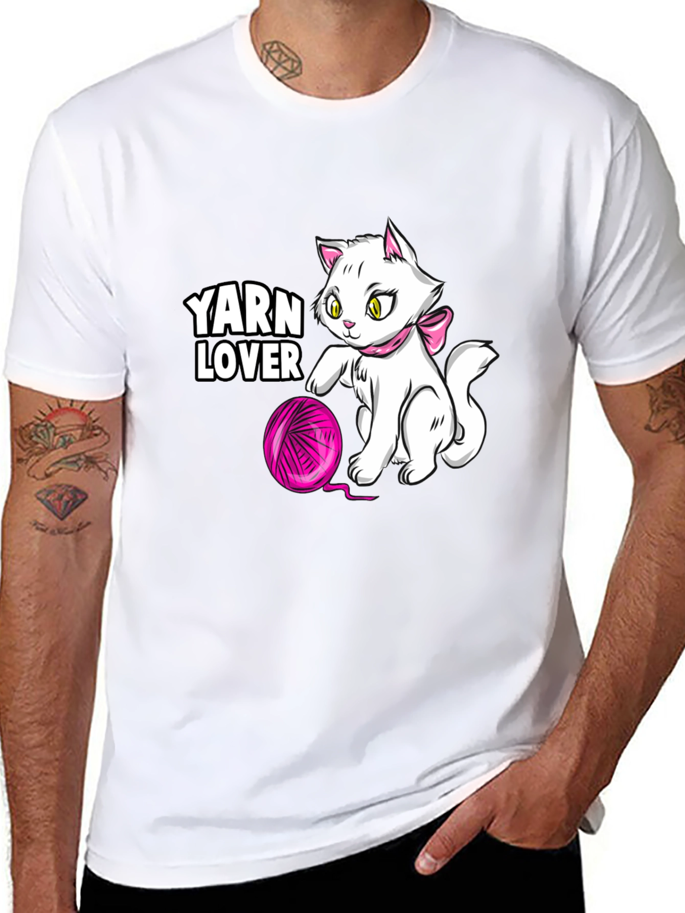 Yarn Lover Cat T-Shirt - Black