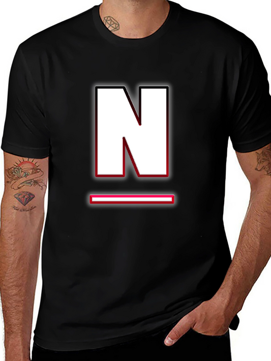 Black T-Shirt with White N Graphic Design