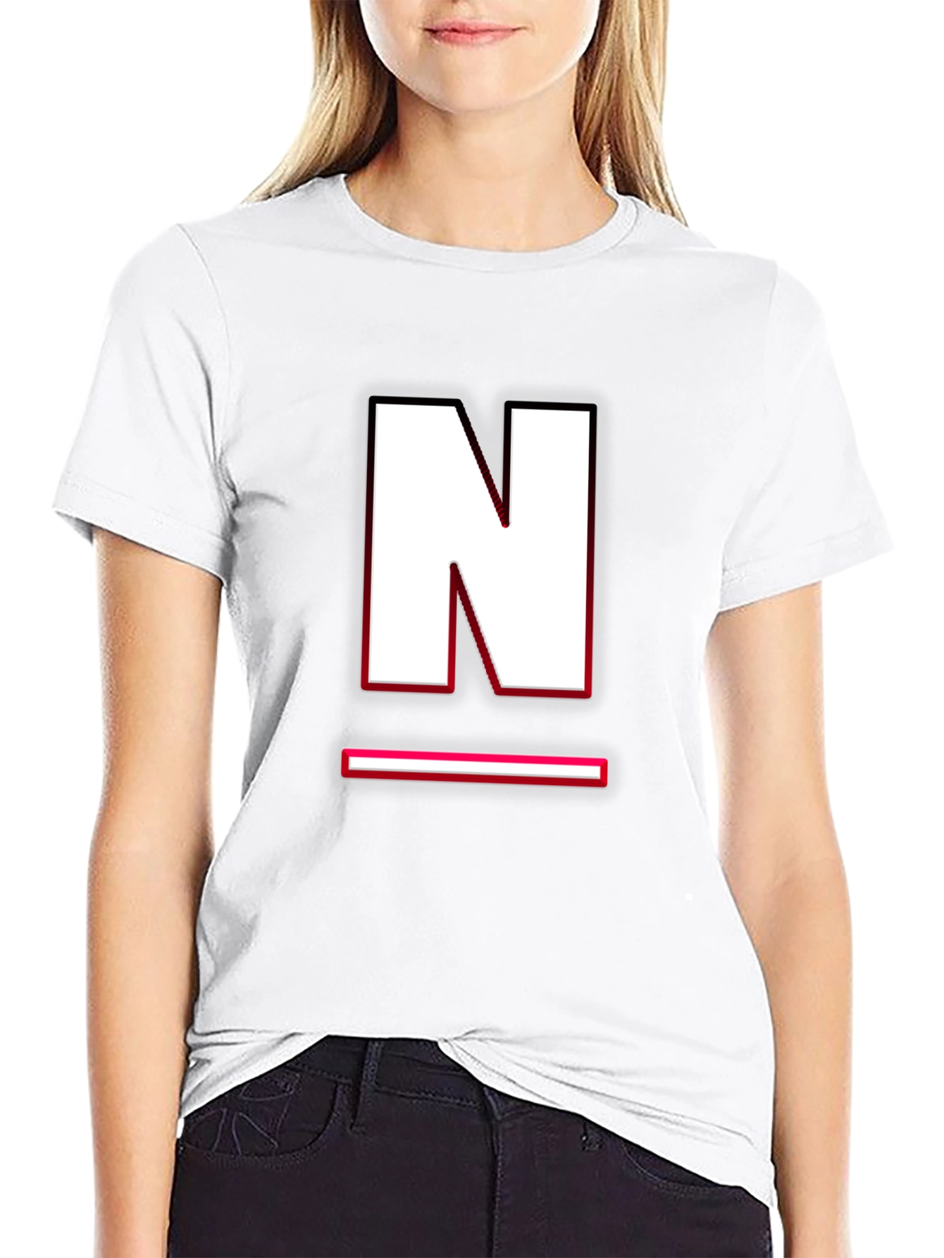 Black T-Shirt with White N Graphic Design