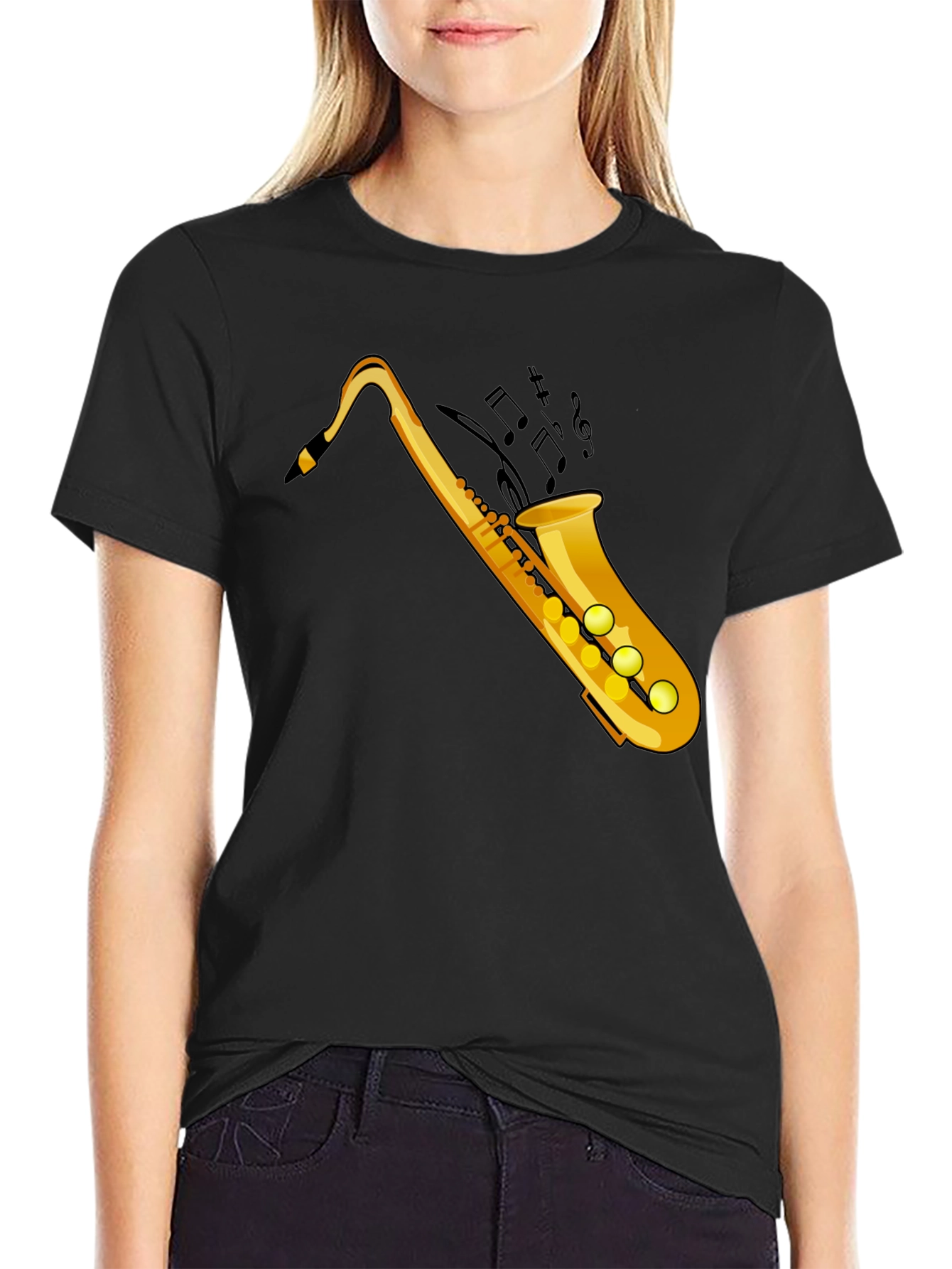 Saxophone Graphic Tee - Black T-Shirt