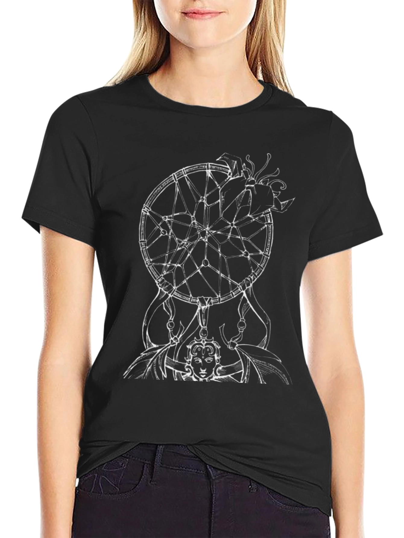 Dreamcatcher Graphic Tee - Black Cotton Comfort