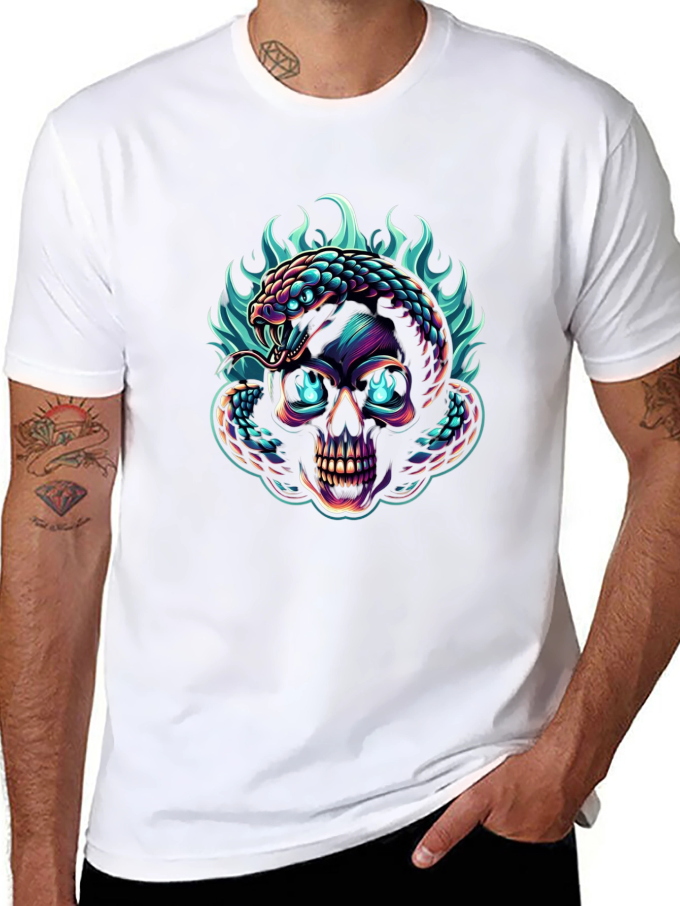 Skull & Snake Graphic Tee - Edgy Style