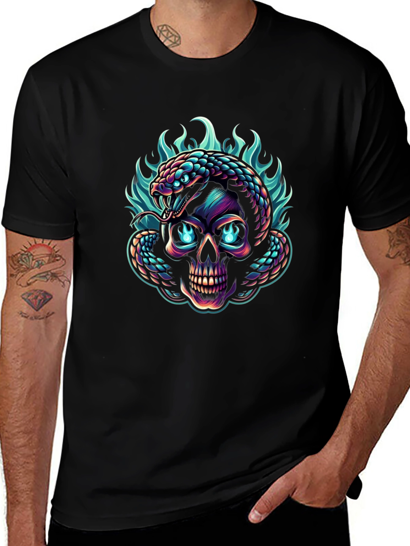 Skull & Snake Graphic Tee - Edgy Style