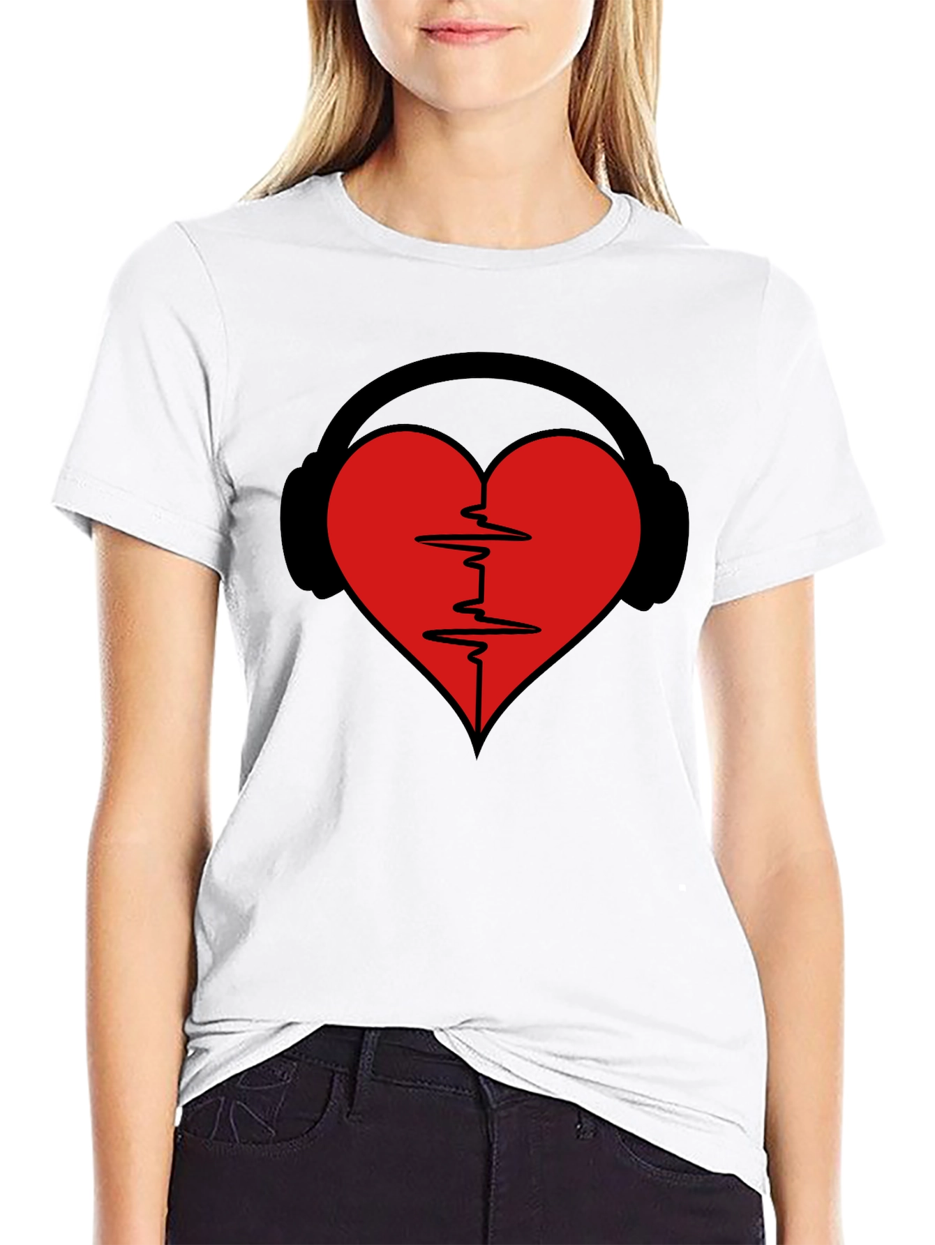 Heartbeat Headphones Graphic T-Shirt