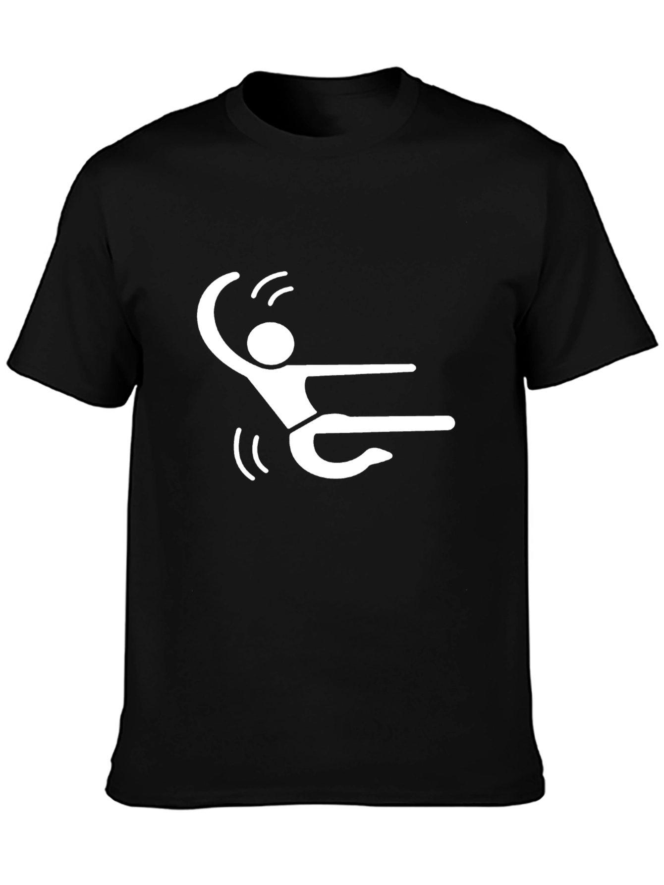 Dancing Stick Figure Graphic Tee - Black Cotton