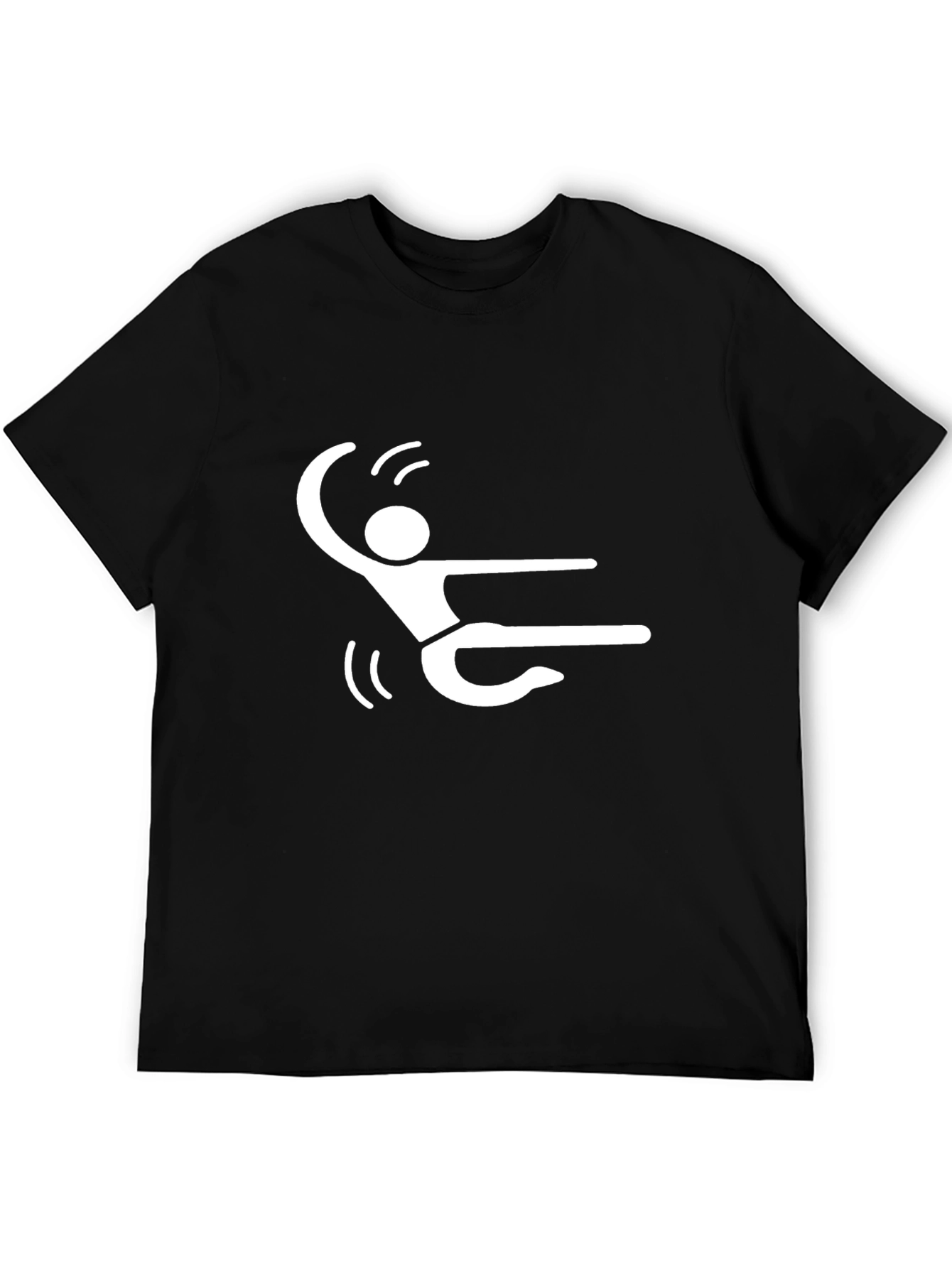 Dancing Stick Figure Graphic Tee - Black Cotton