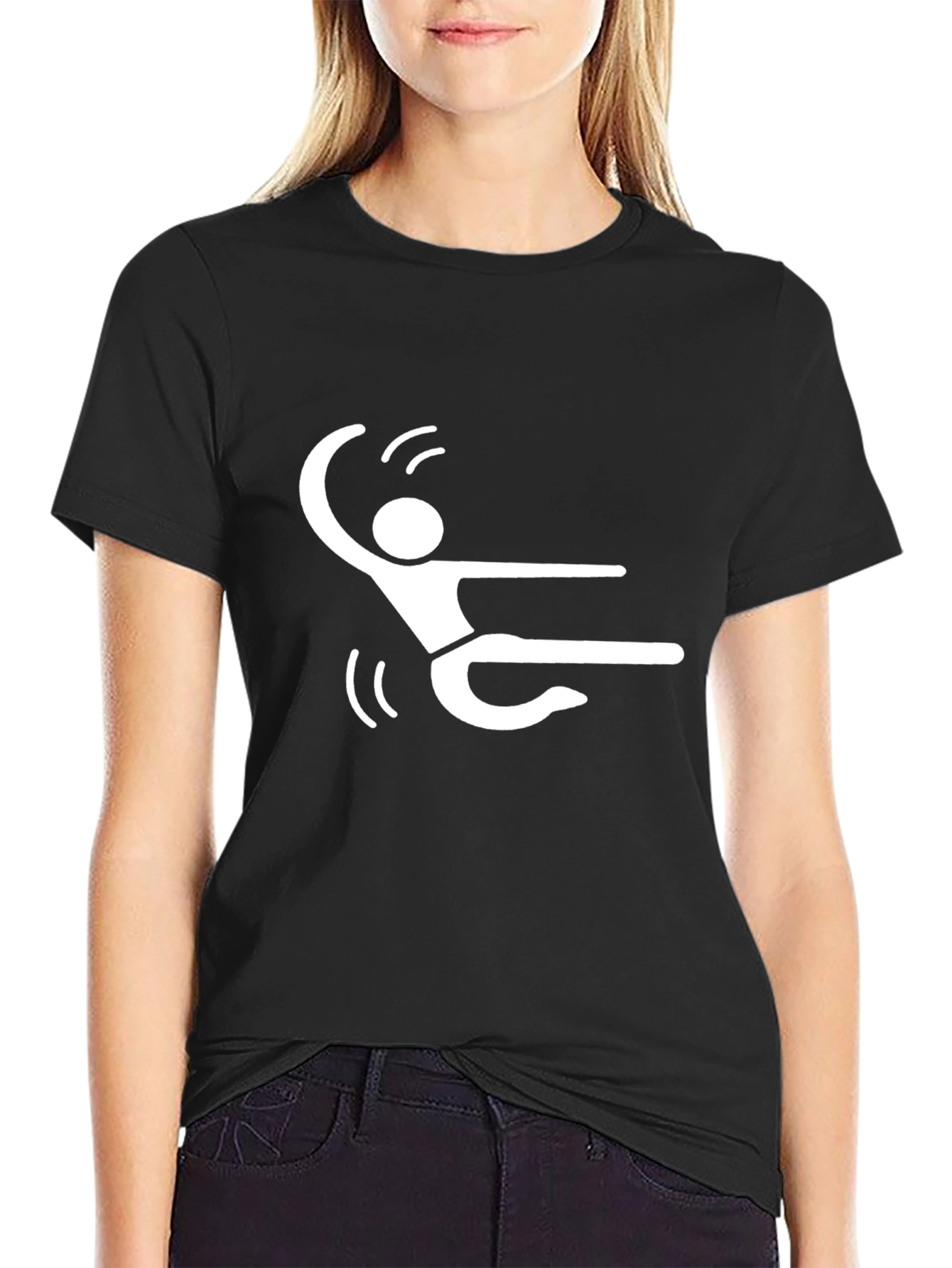 Dancing Stick Figure Graphic Tee - Black Cotton