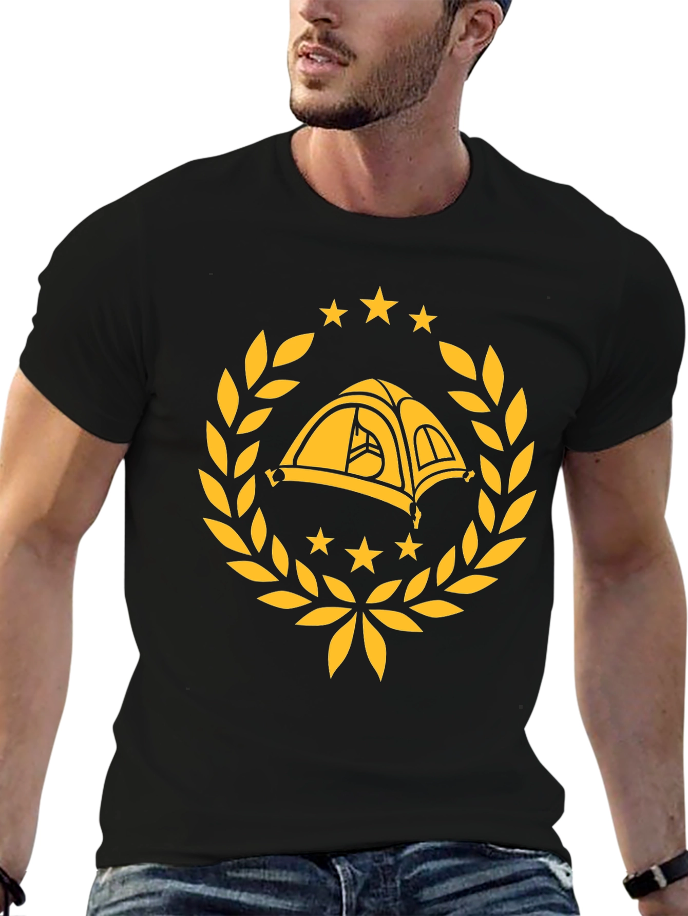 Camping Adventure T-Shirt - Black Cotton Graphic Tee