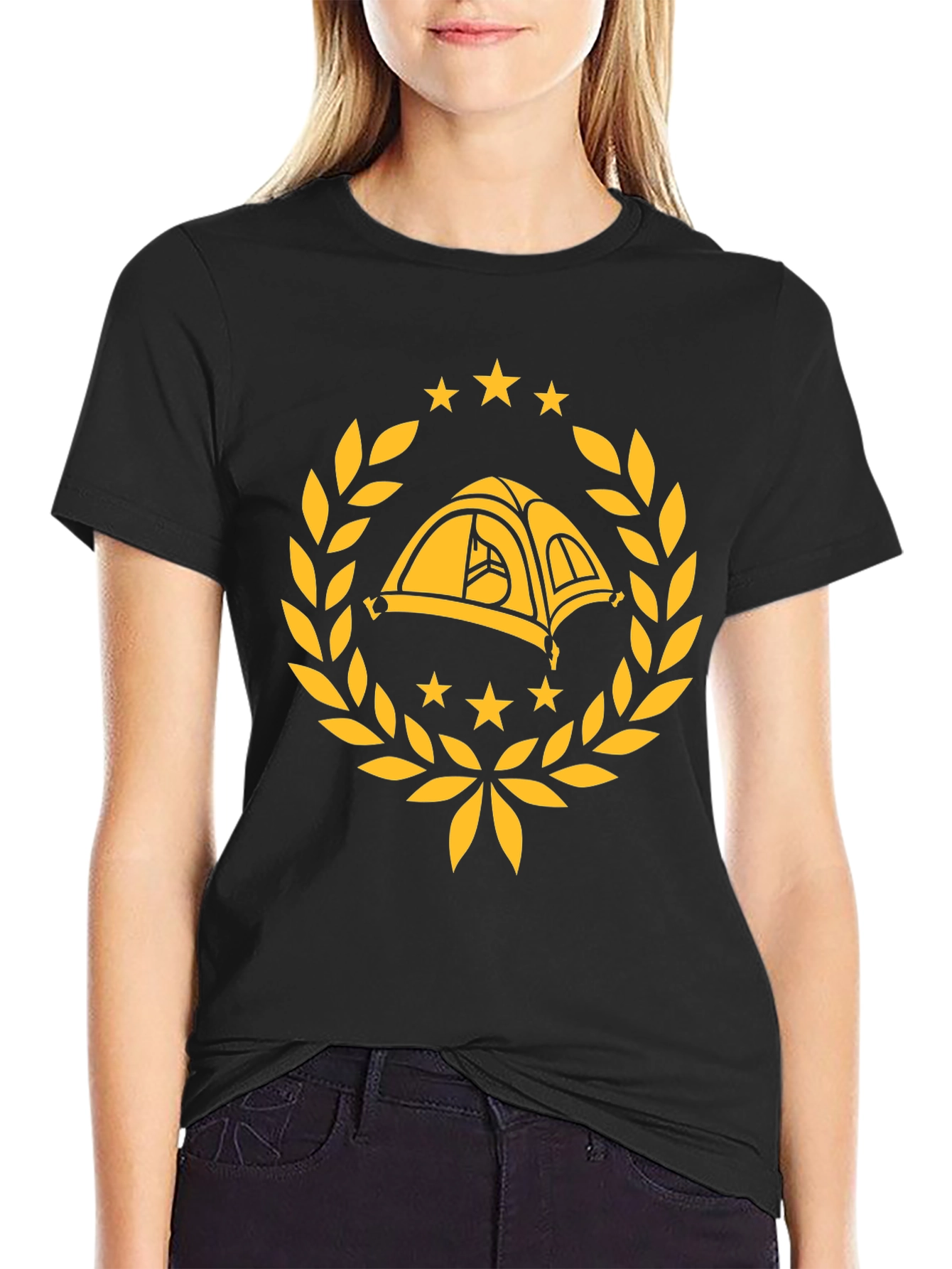 Camping Adventure T-Shirt - Black Cotton Graphic Tee