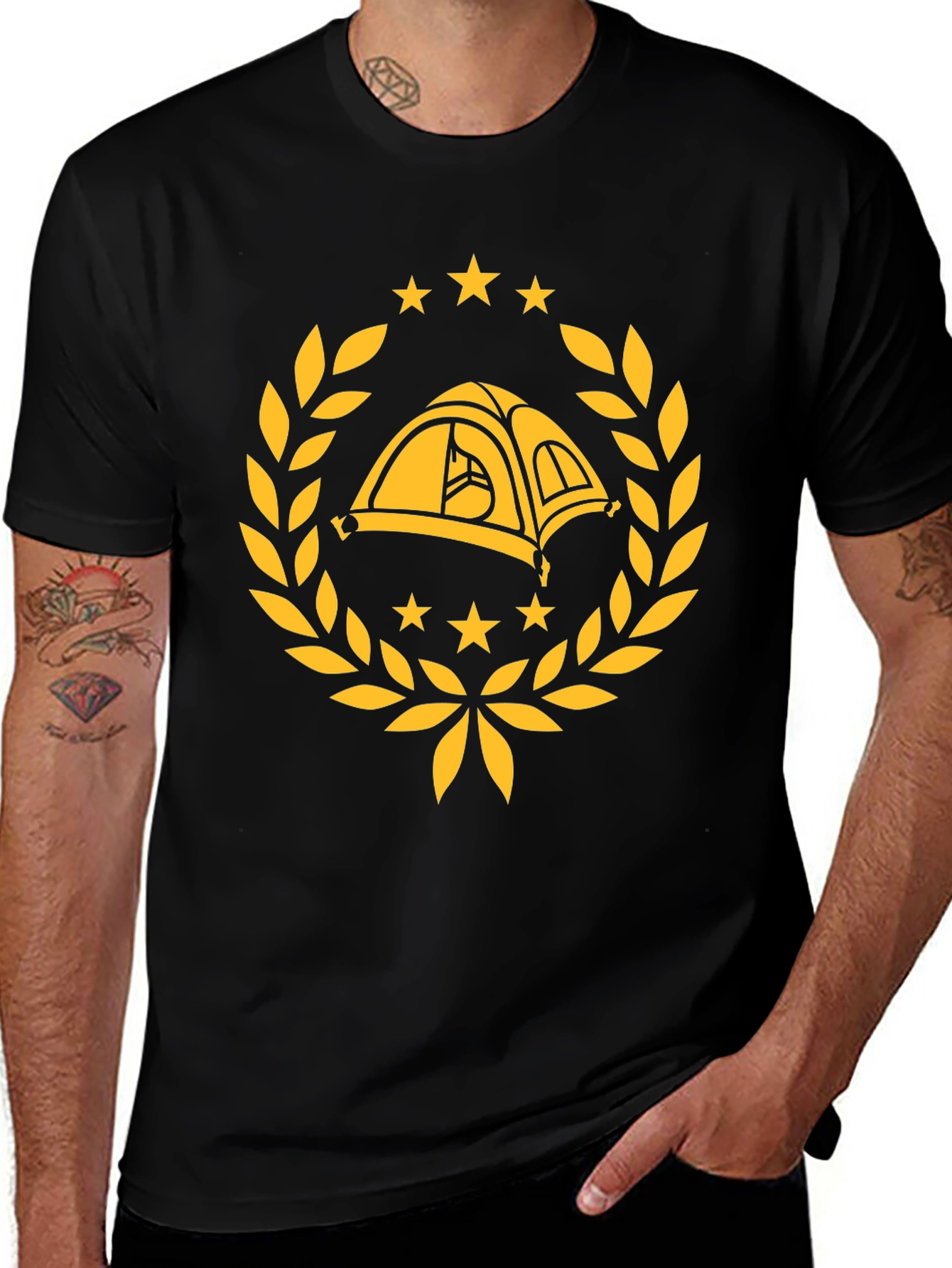 Camping Adventure T-Shirt - Black Cotton Graphic Tee