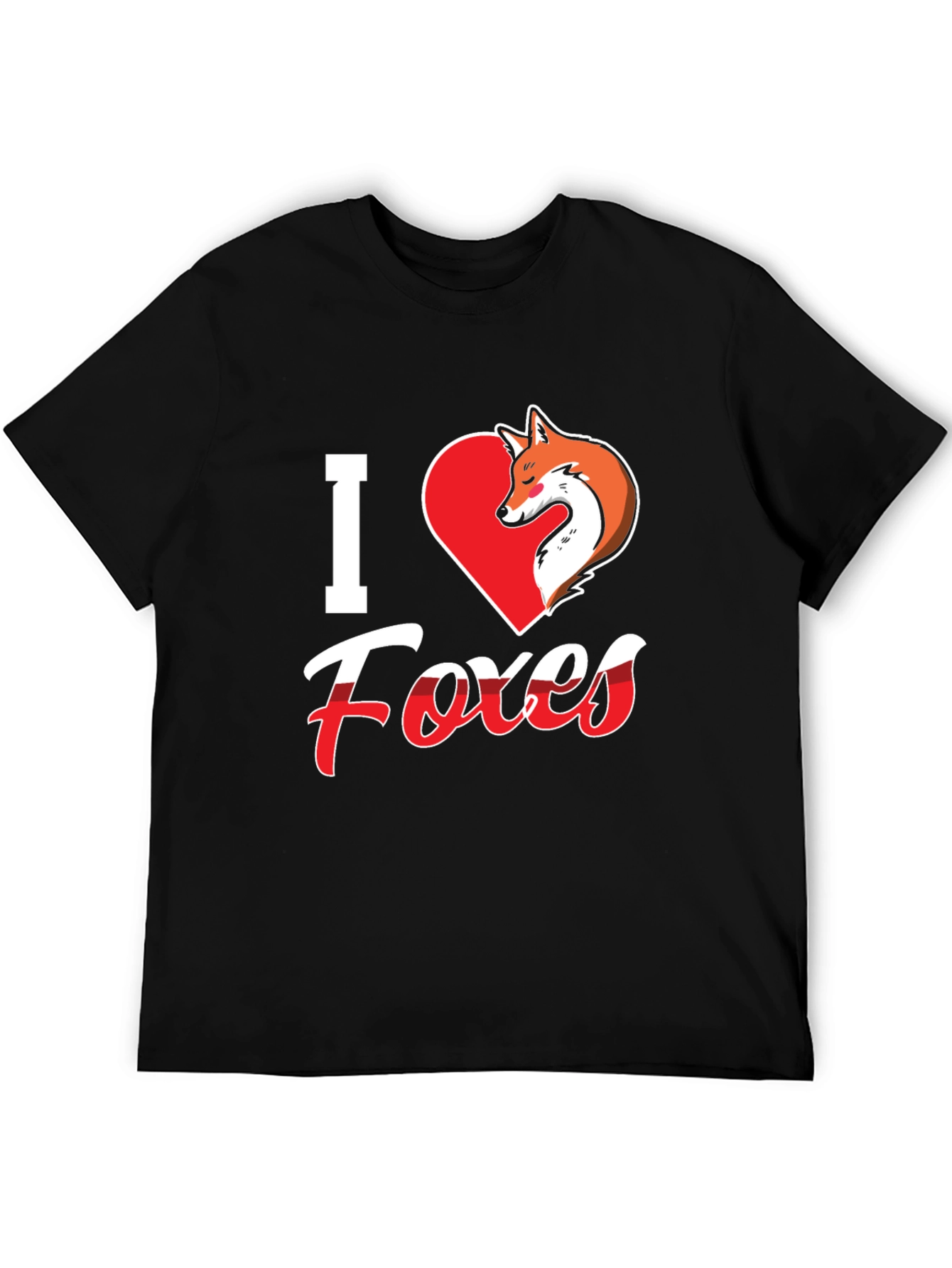 I Love Foxes T-Shirt - Black Fox Graphic Tee