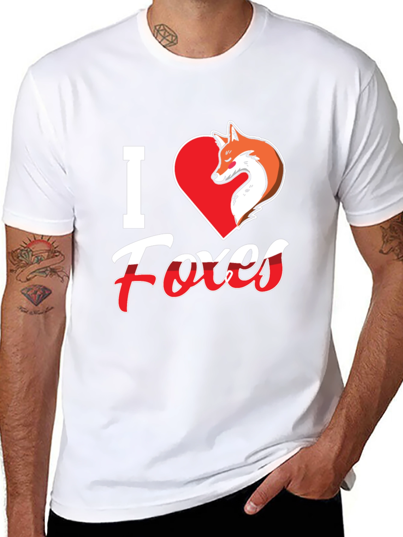 I Love Foxes T-Shirt - Black Fox Graphic Tee