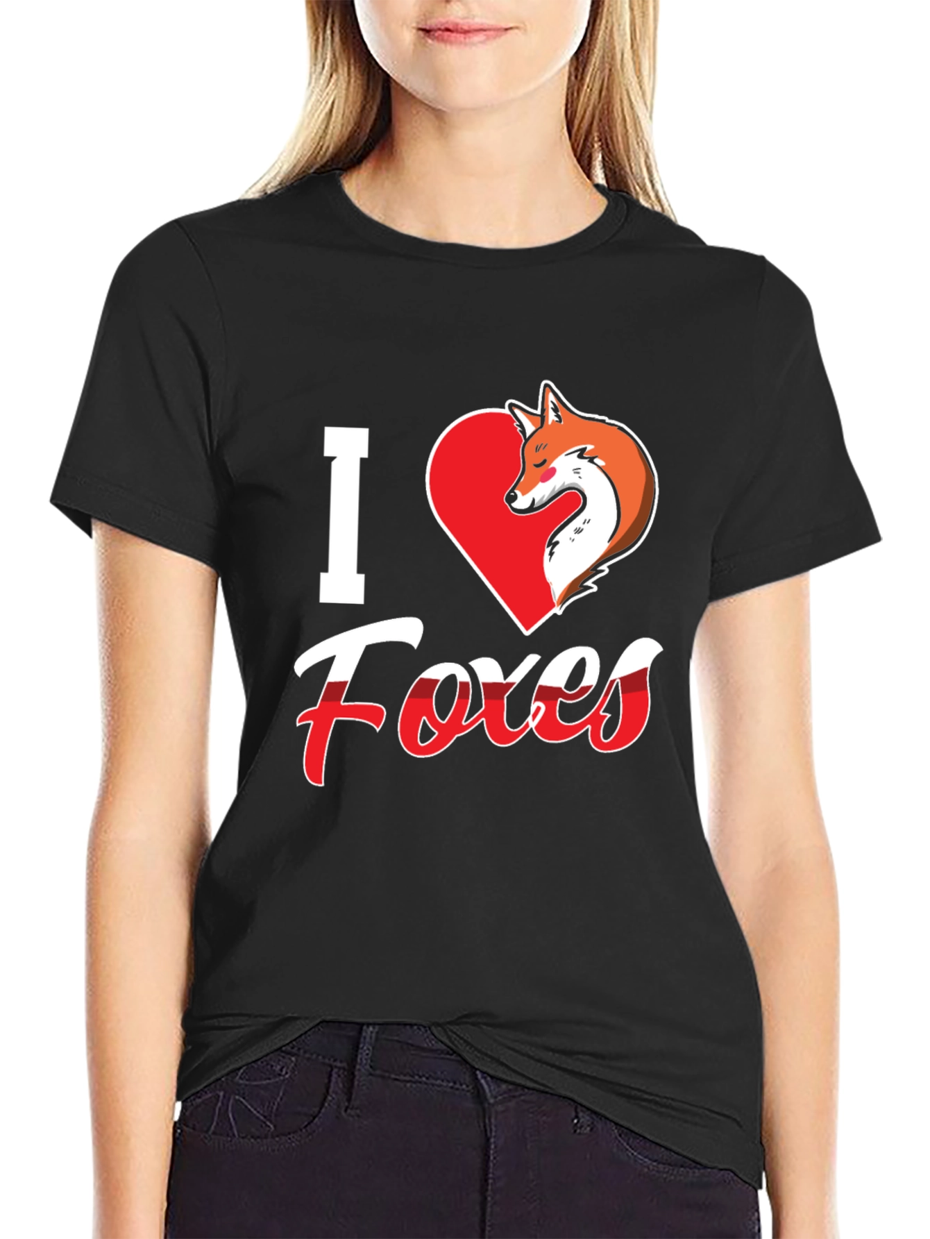 I Love Foxes T-Shirt - Black Fox Graphic Tee