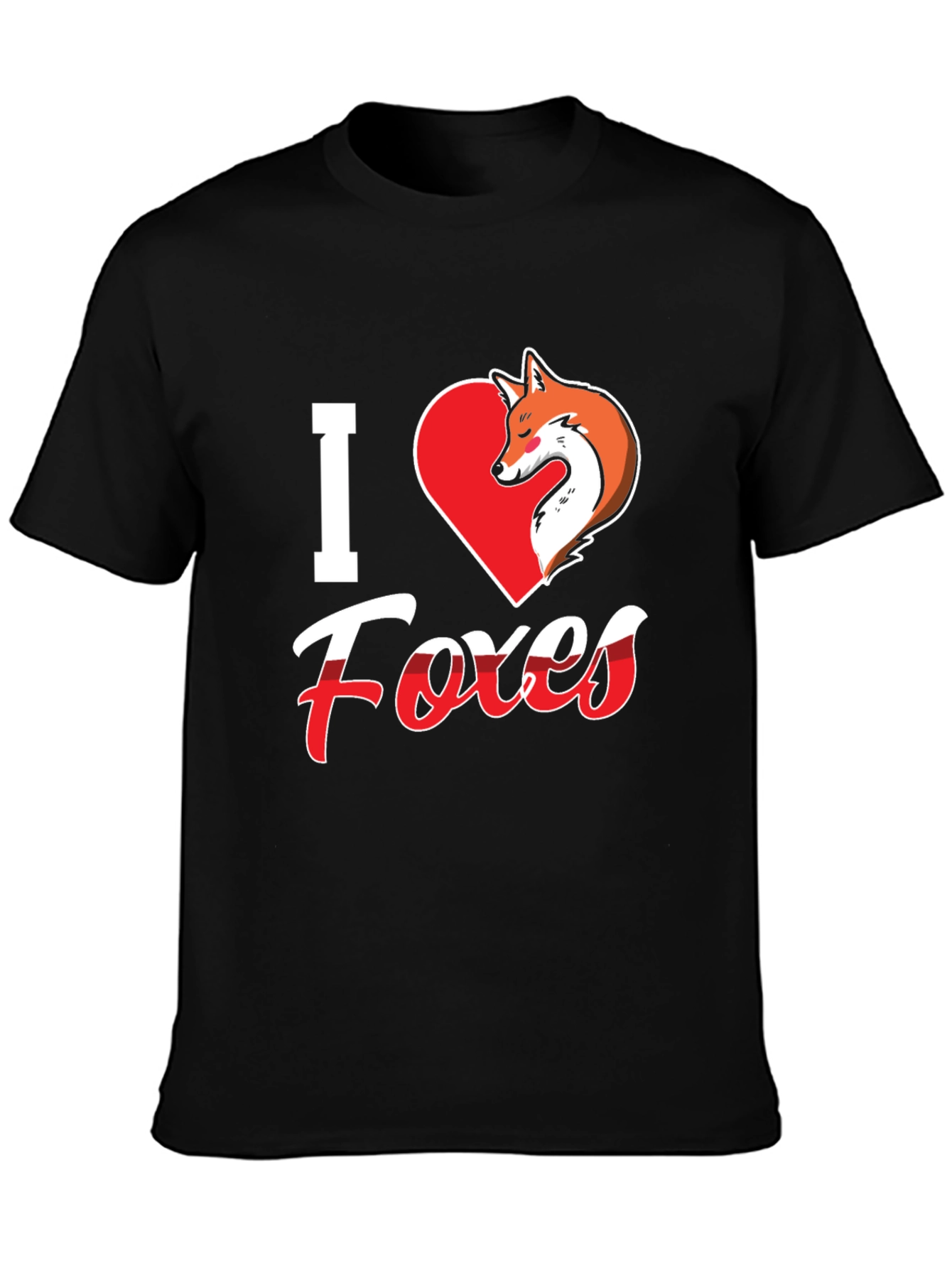I Love Foxes T-Shirt - Black Fox Graphic Tee