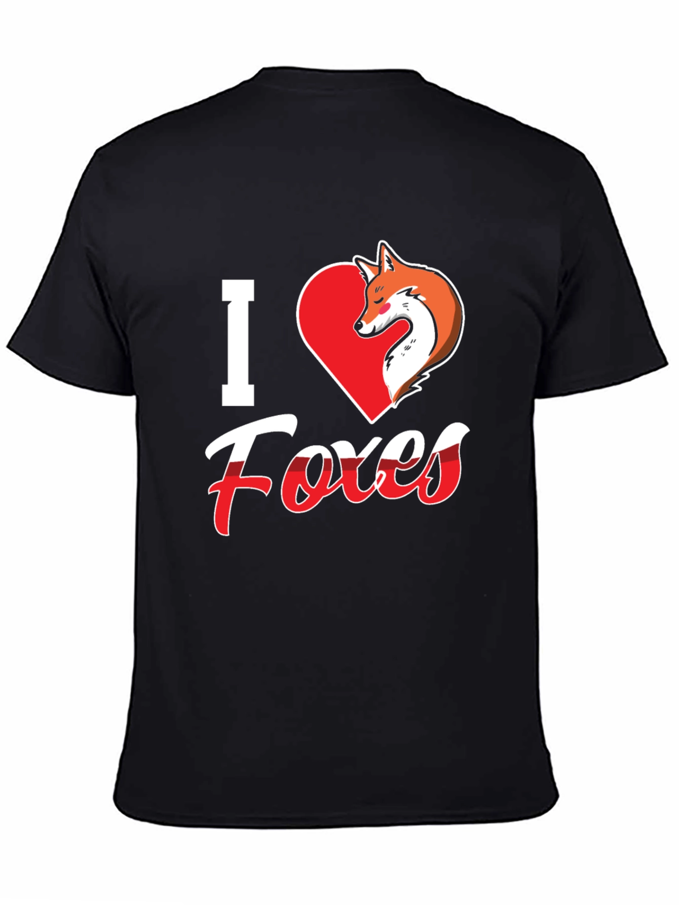 I Love Foxes T-Shirt - Black Fox Graphic Tee