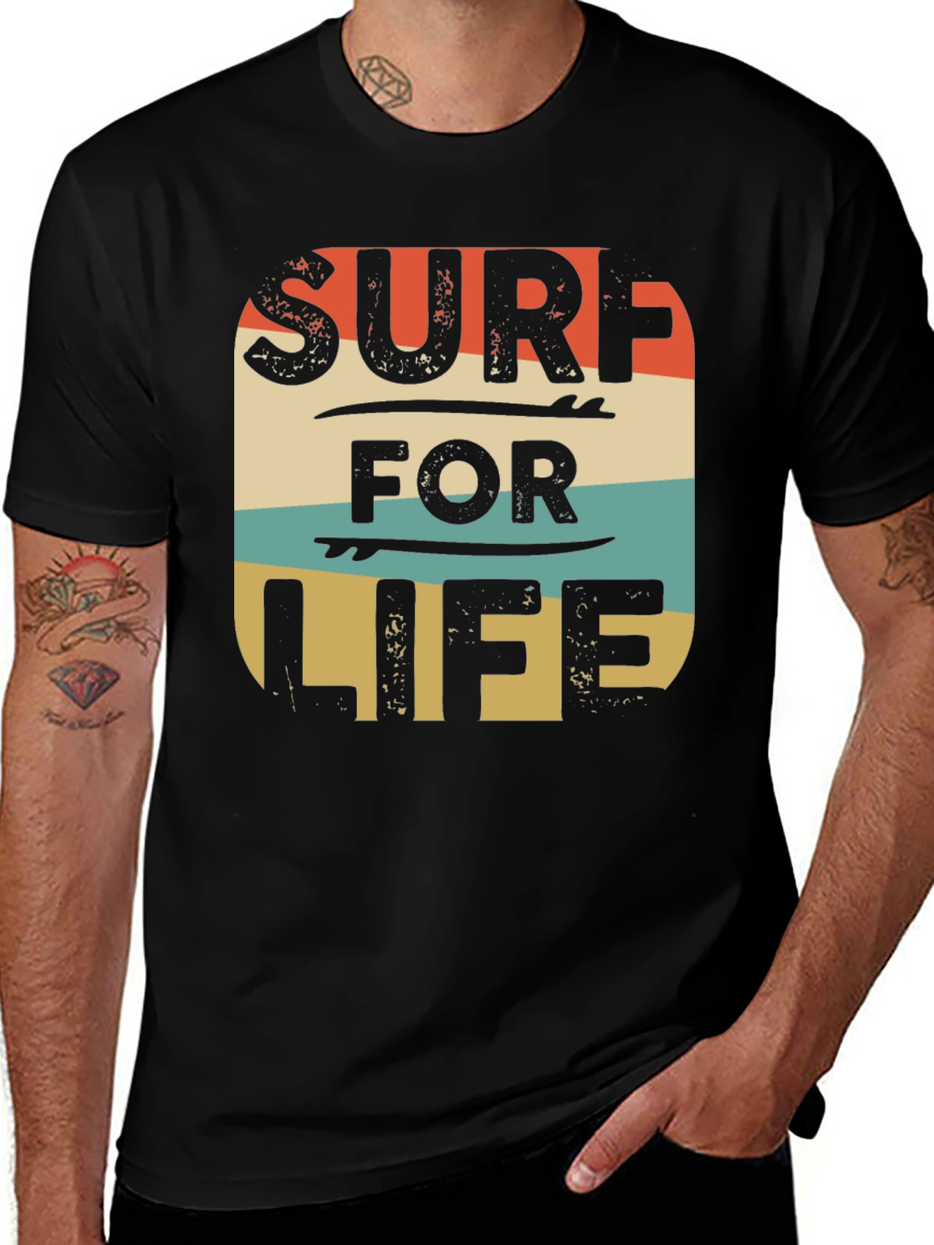 Retro Surf For Life Graphic Tee