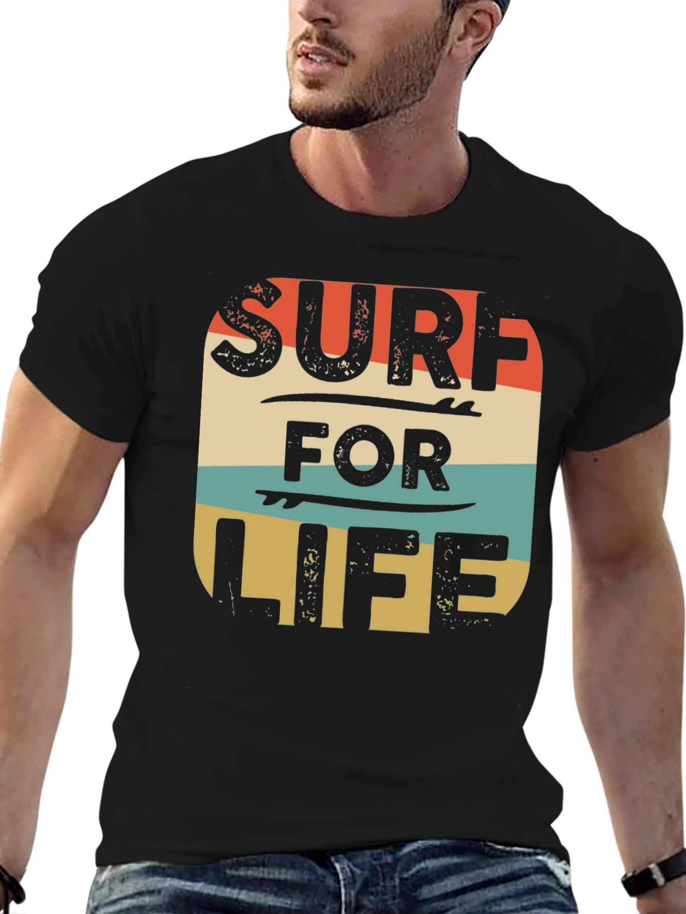 Retro Surf For Life Graphic Tee
