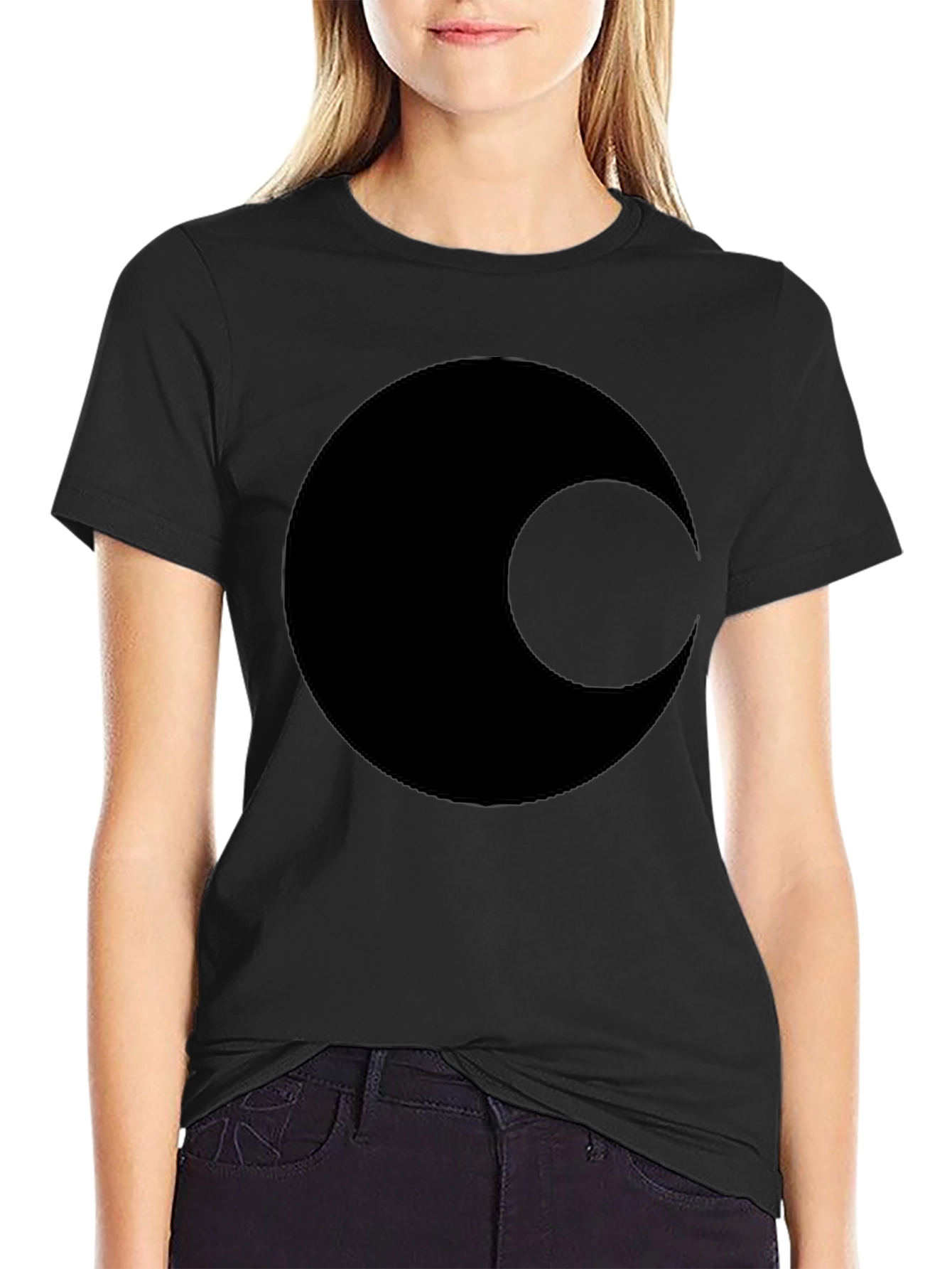 Minimalist Eclipse Design Black T-Shirt