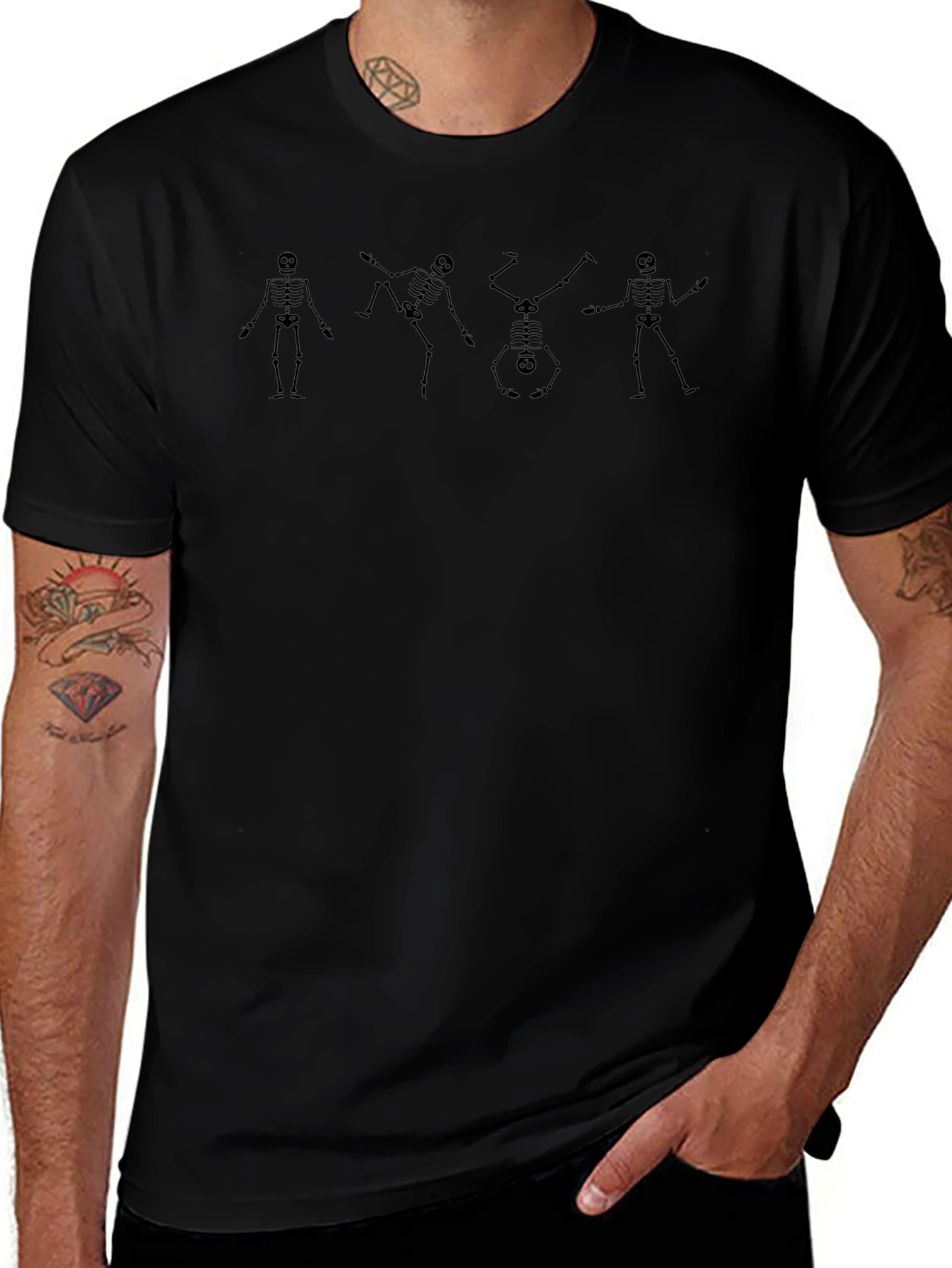 Dancing Skeleton T-Shirt - Black Short Sleeve