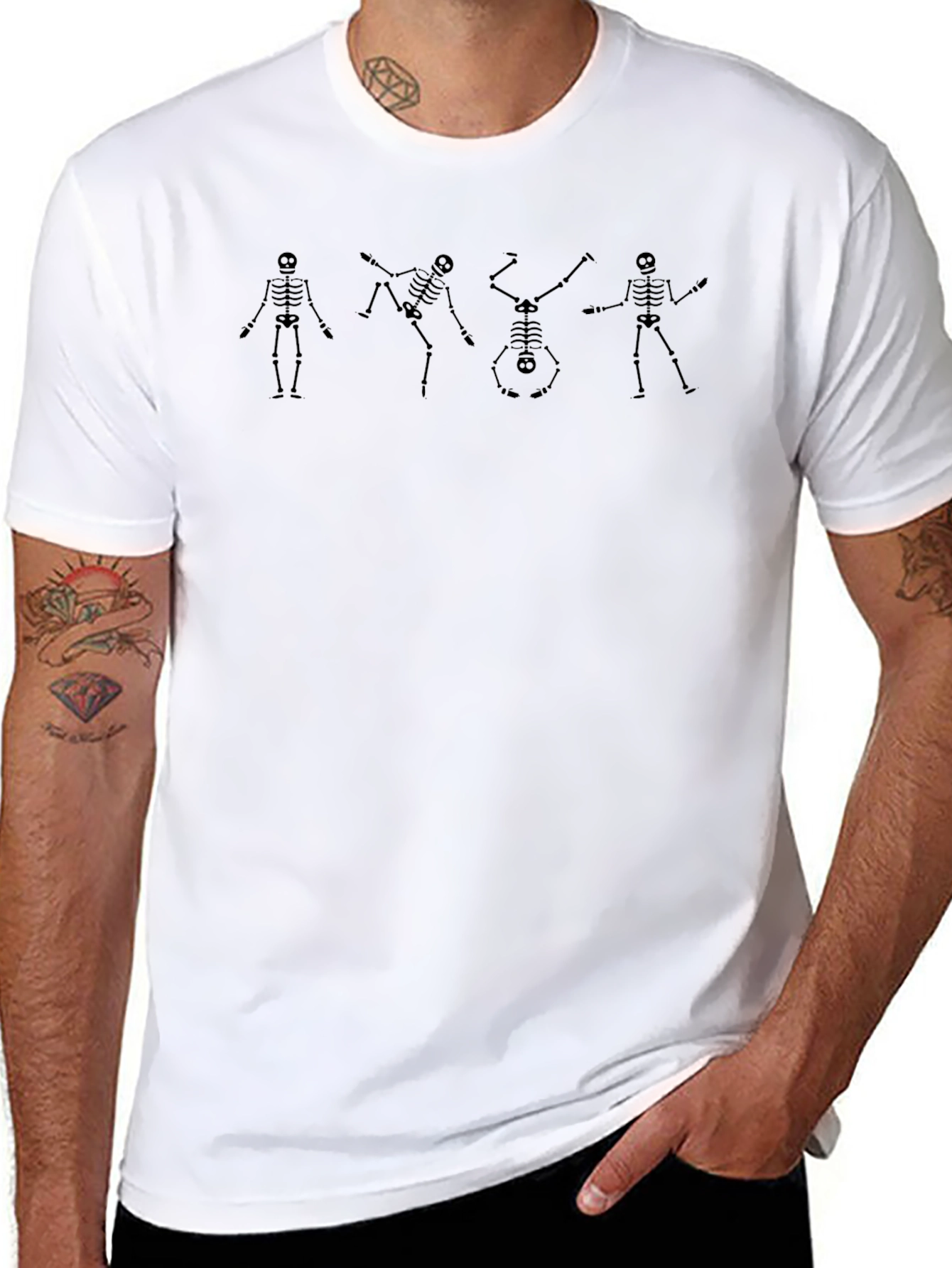 Dancing Skeleton T-Shirt - Black Short Sleeve