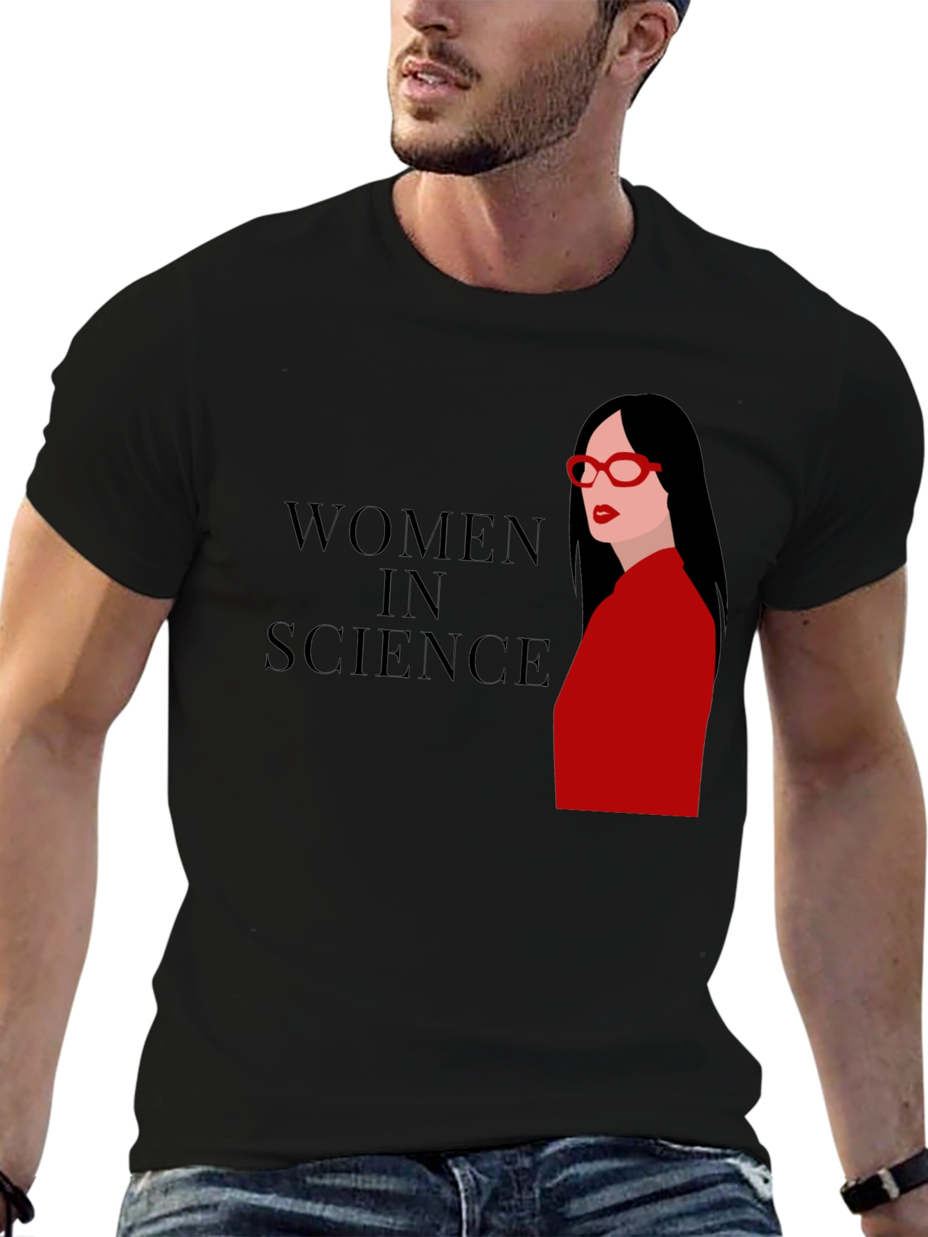 Women in Science Graphic Tee - Black Cotton T-Shirt
