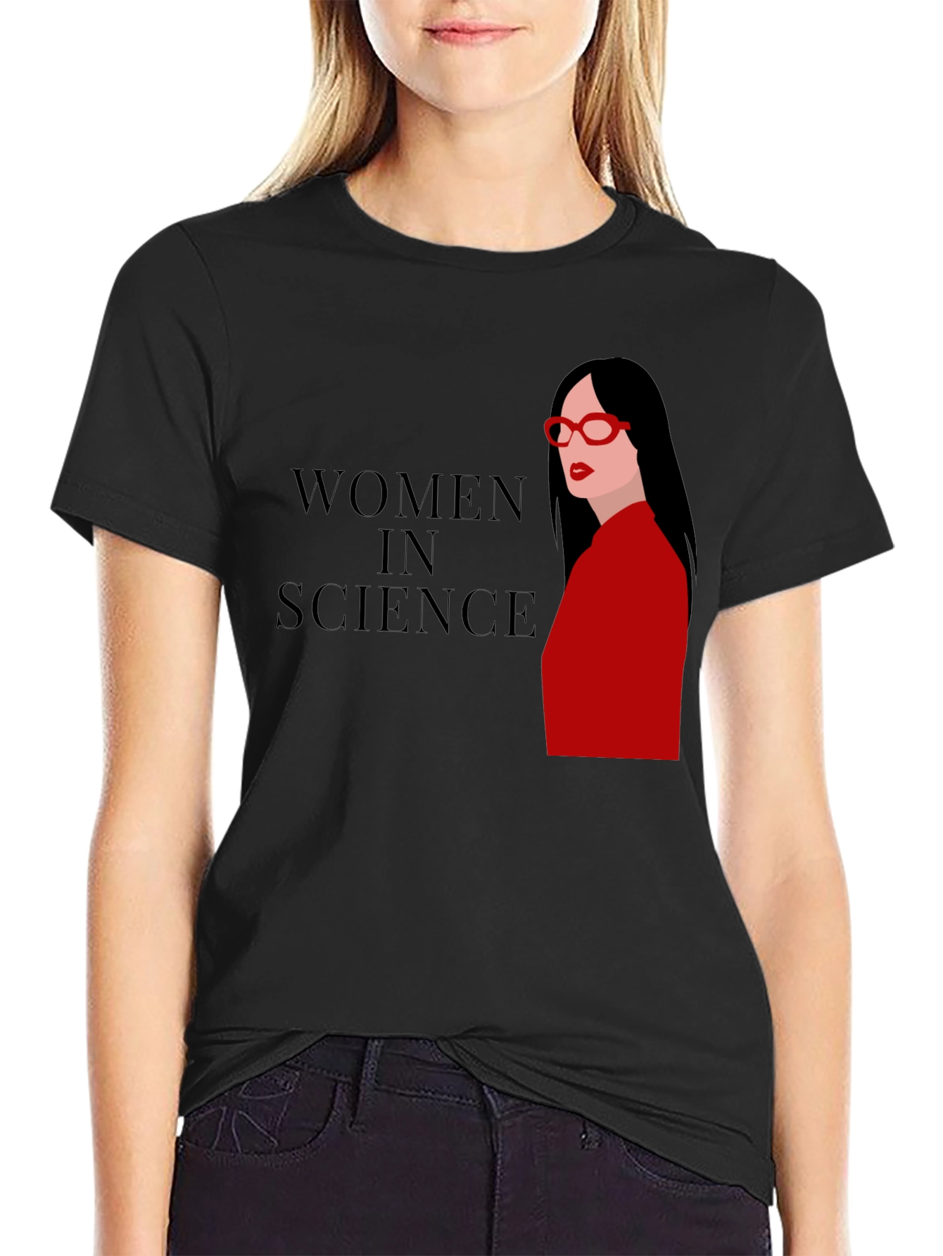 Women in Science Graphic Tee - Black Cotton T-Shirt
