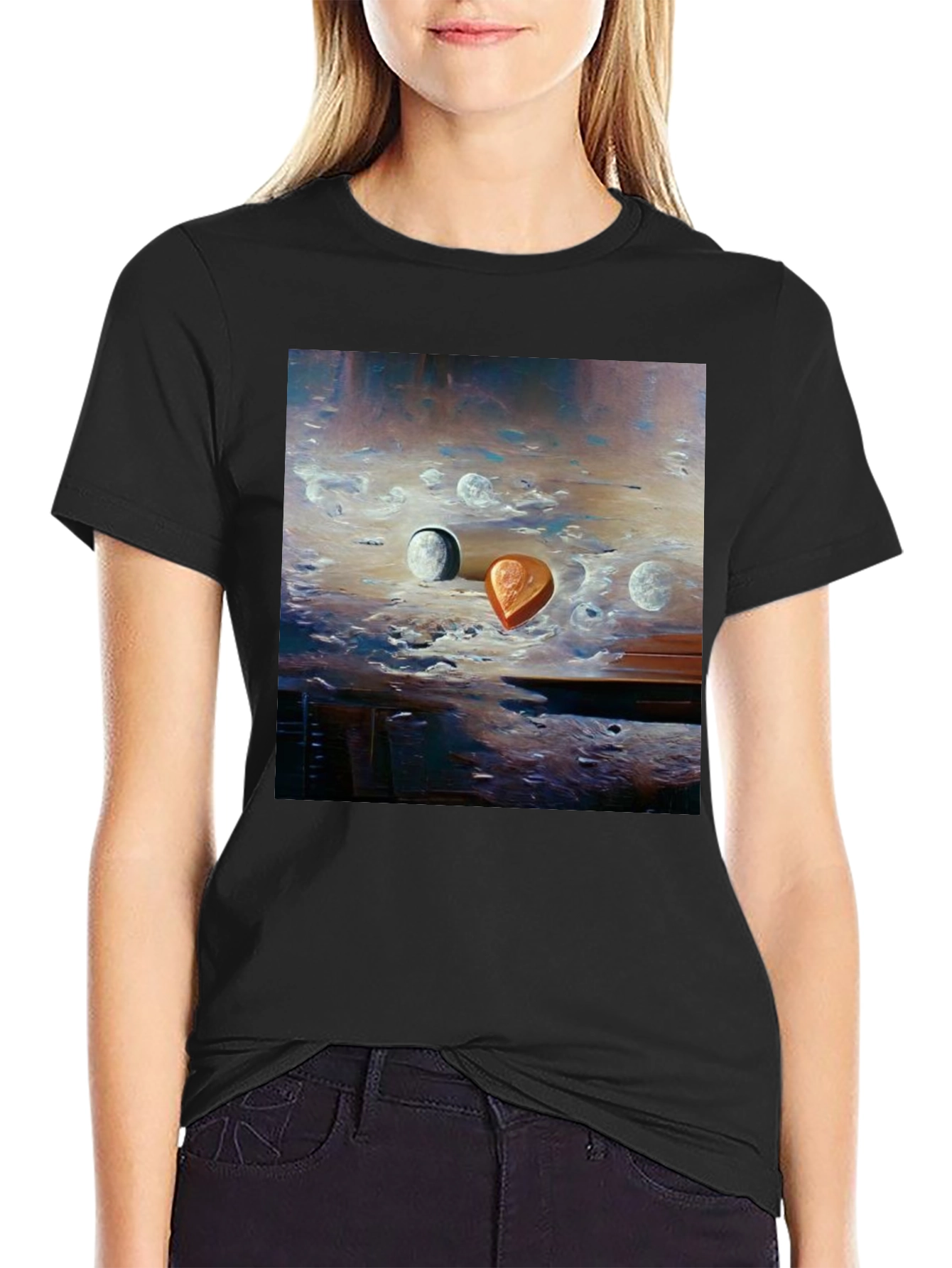 Surreal Moonscape Graphic Tee - Artistic Mens T-Shirt