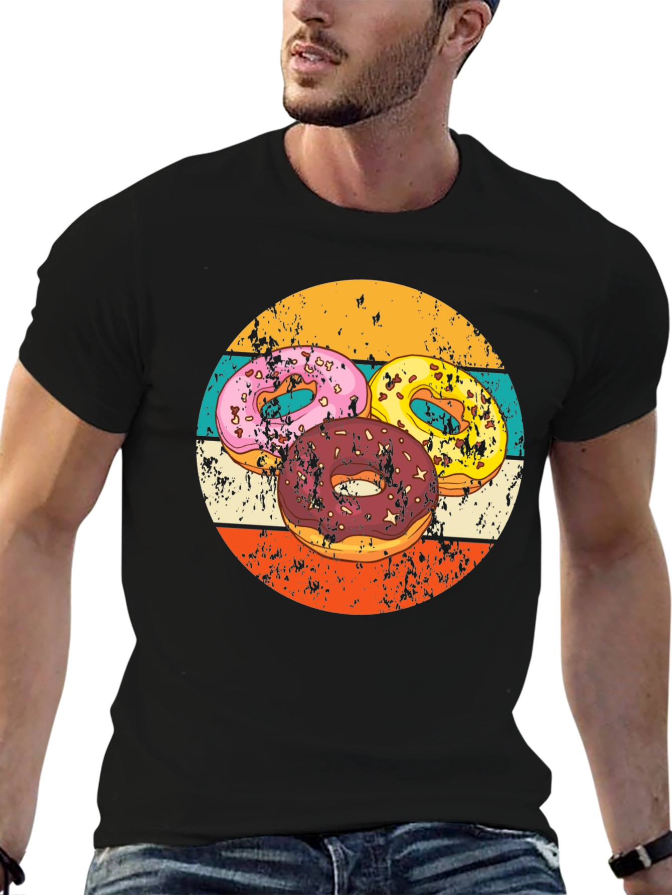 Retro Donut Graphic Tee - Black