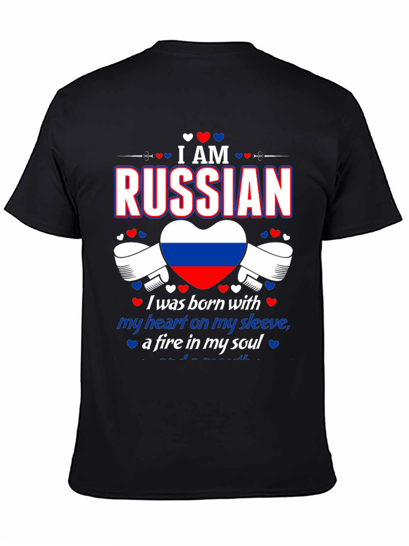 I AM RUSSIAN Heart Flag Graphic T-Shirt