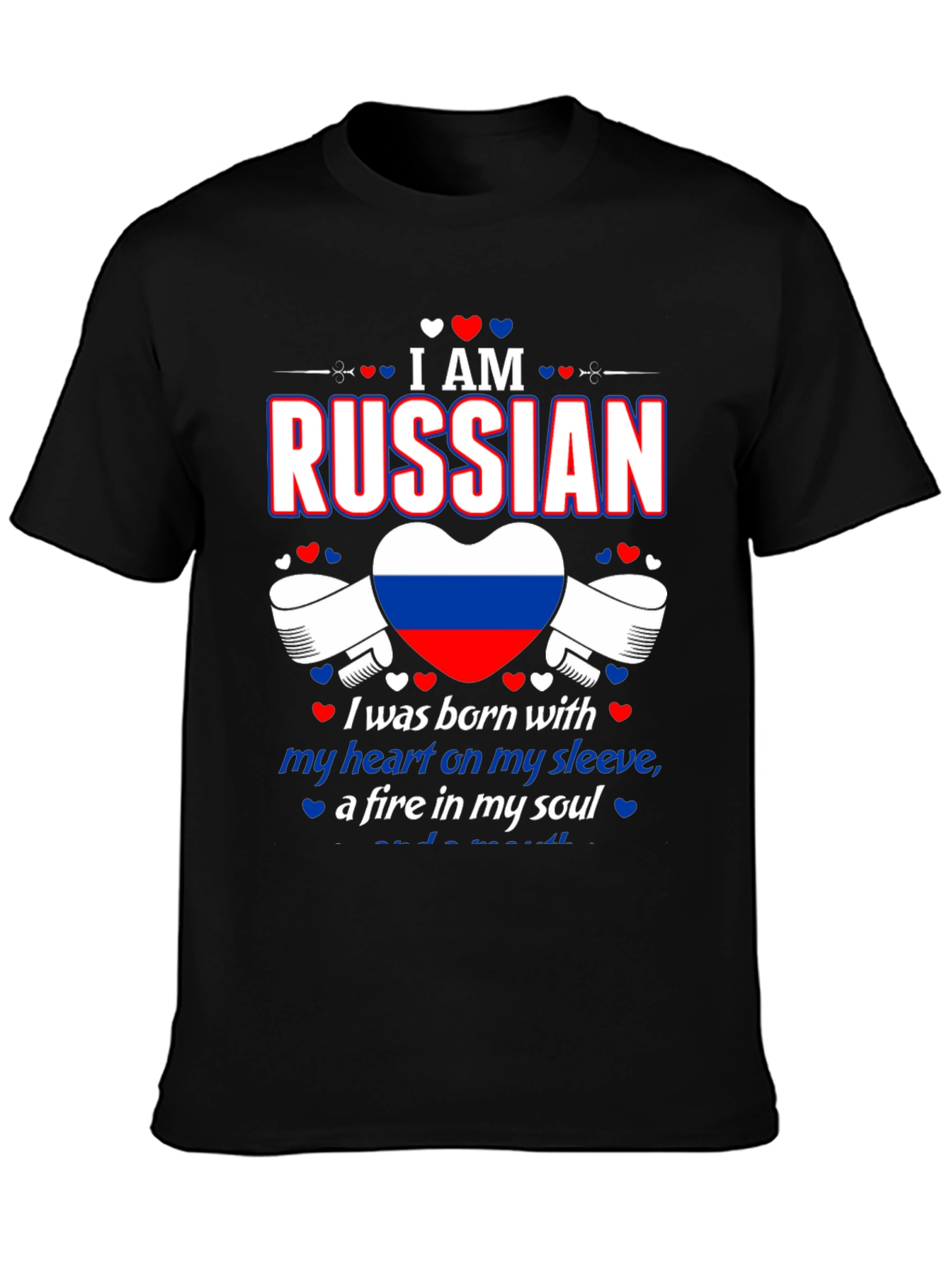 I AM RUSSIAN Heart Flag Graphic T-Shirt