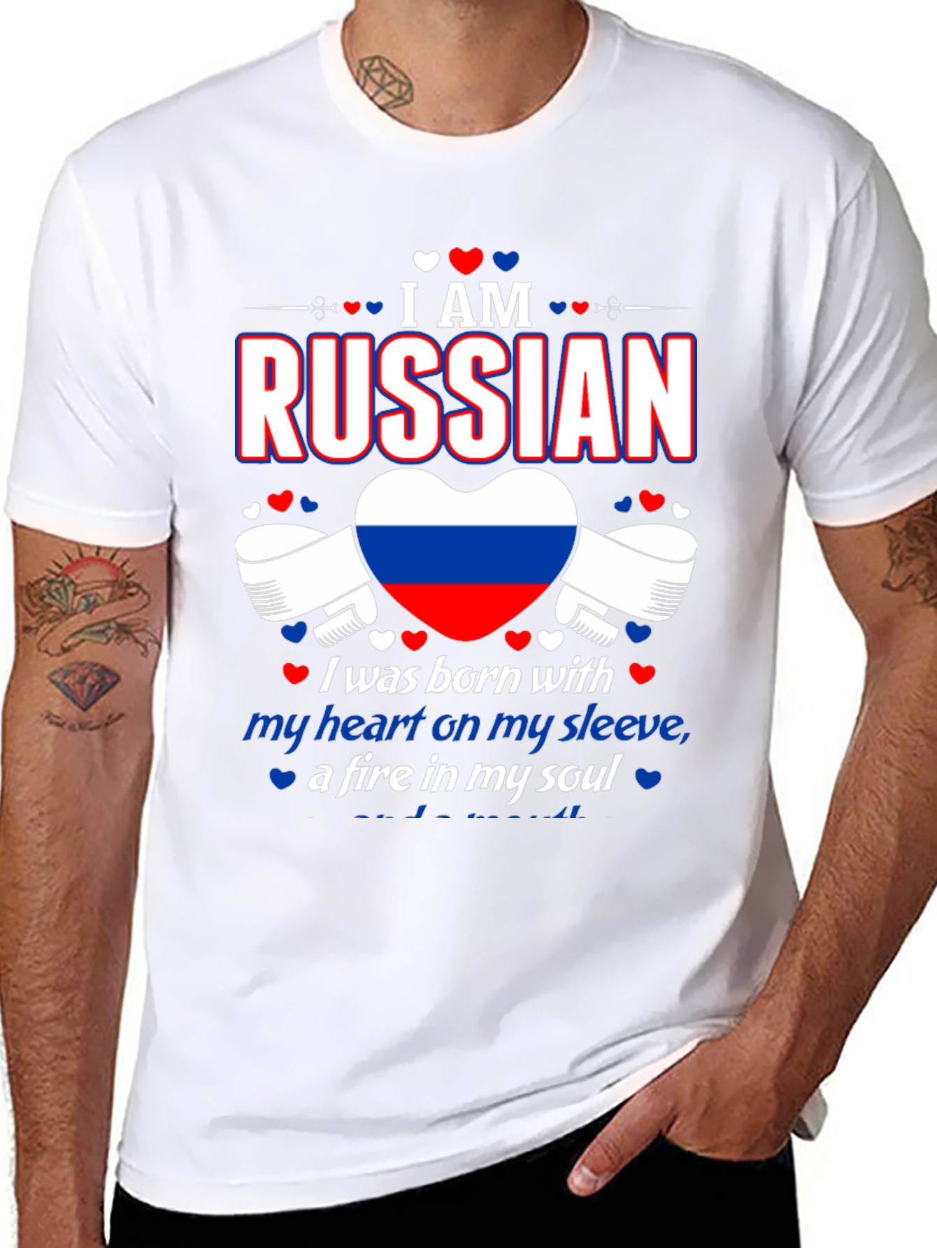 I AM RUSSIAN Heart Flag Graphic T-Shirt
