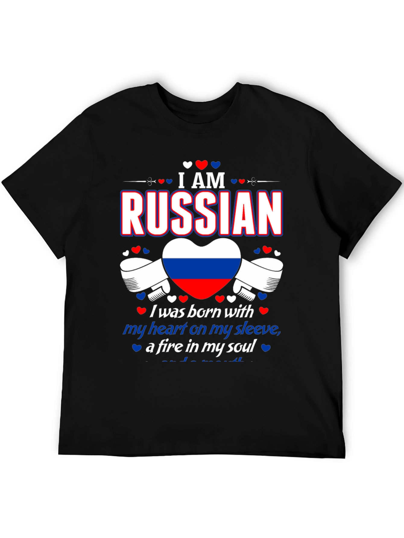 I AM RUSSIAN Heart Flag Graphic T-Shirt