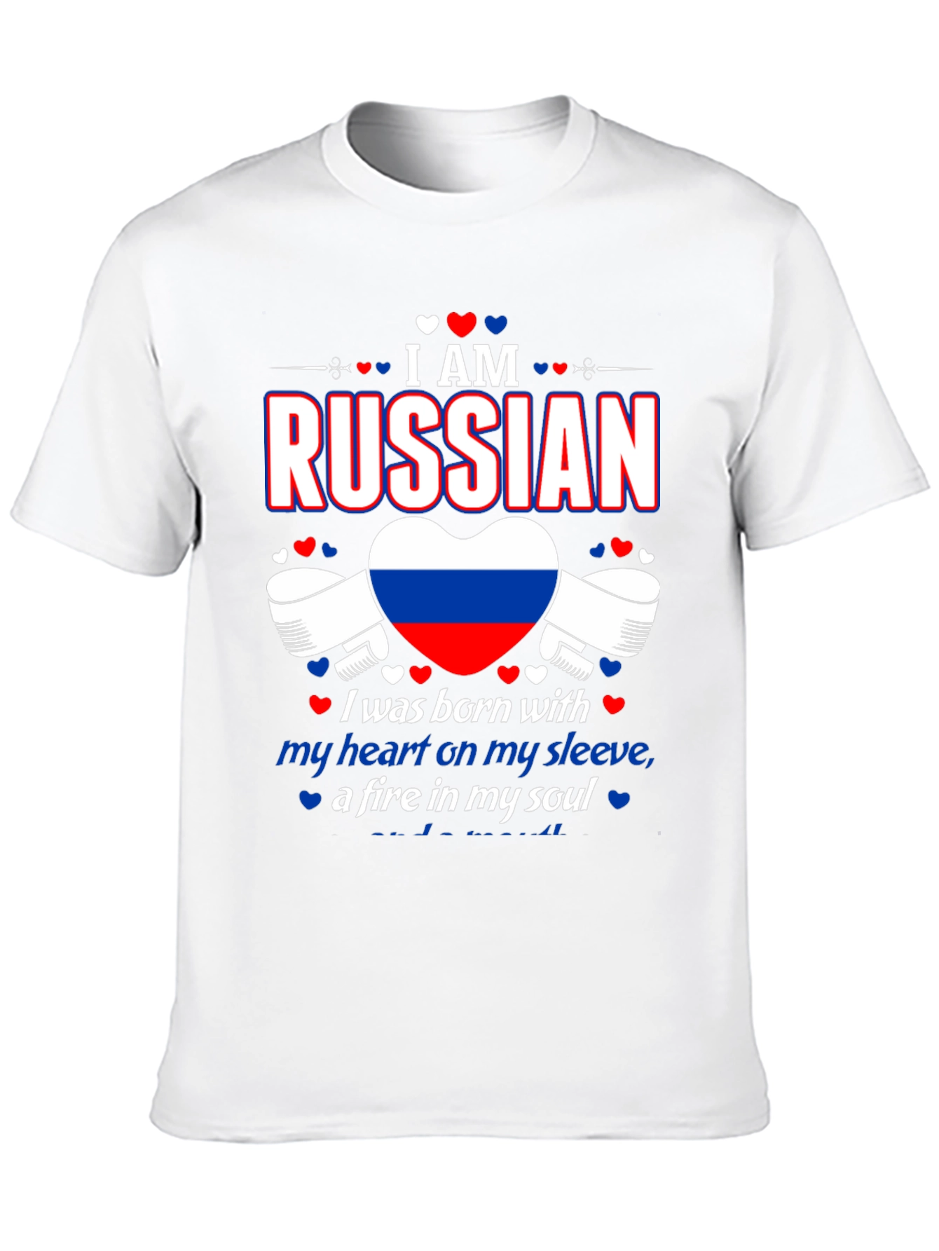 I AM RUSSIAN Heart Flag Graphic T-Shirt